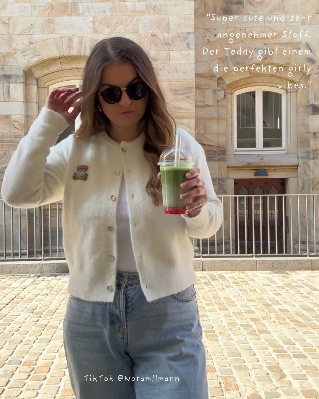 Cardigan mit Teddy Aufdruck