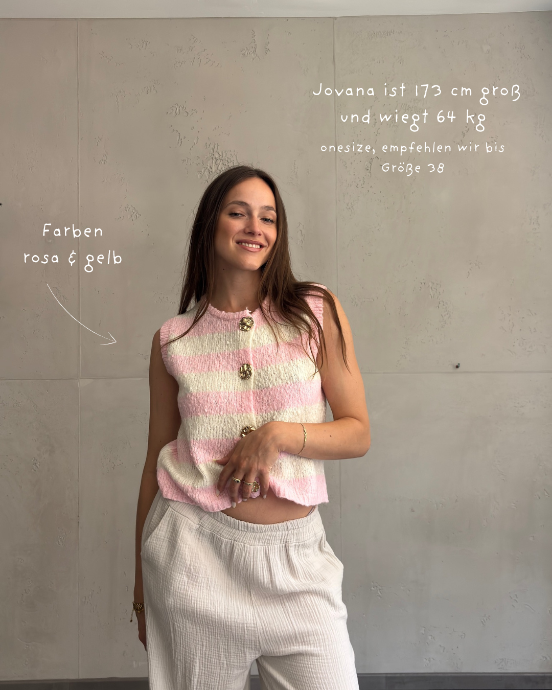 Gestreifter Knit Pullunder mit Goldknöpfen