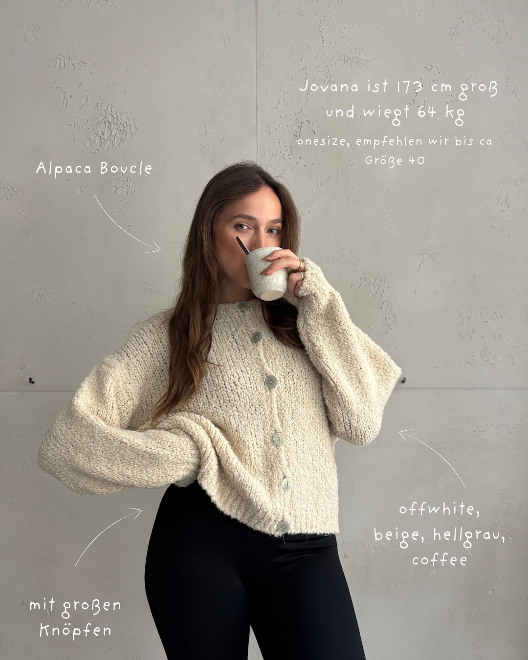 Alpaca Bouclé-Jacke mit Knöpfen