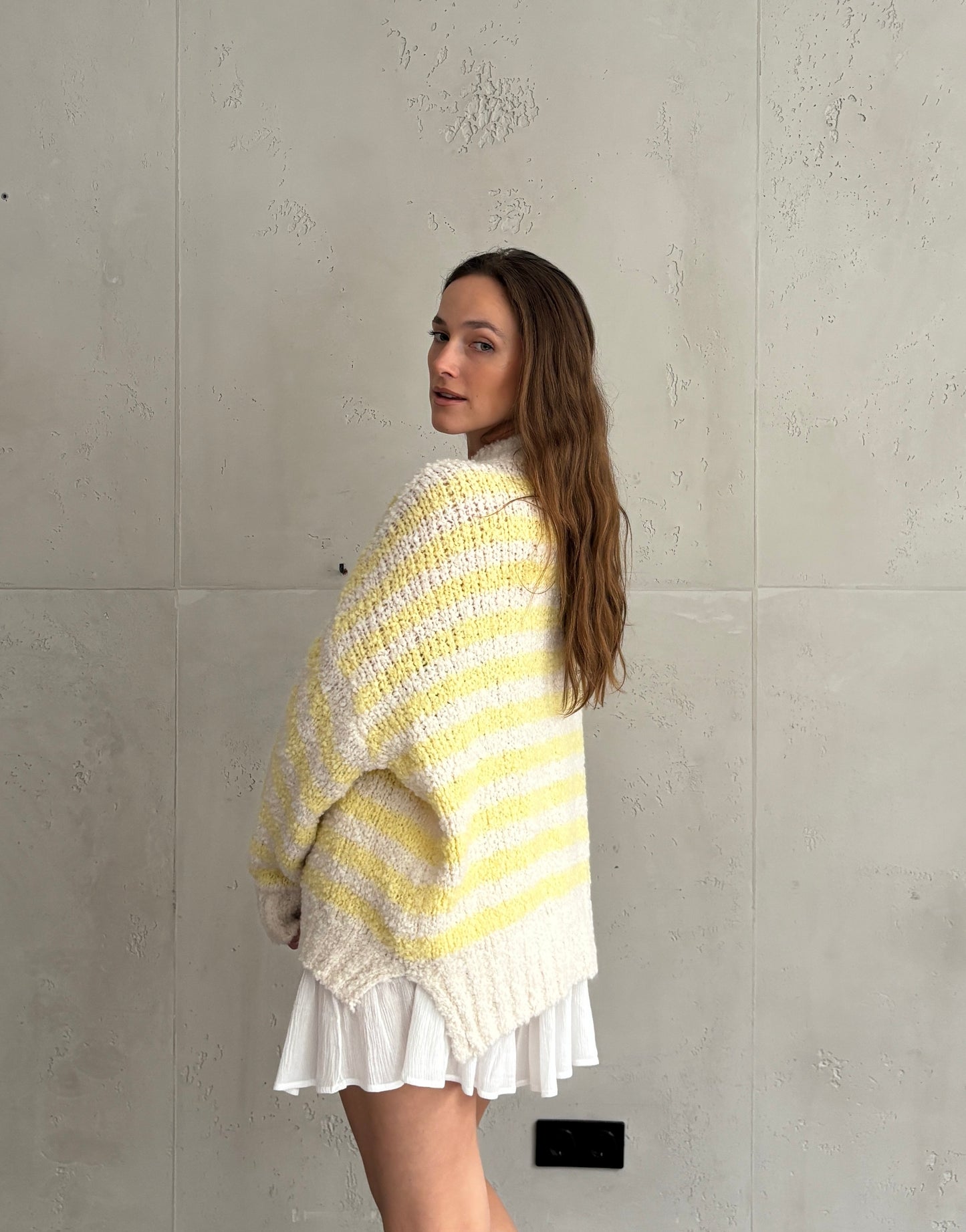Bouclé Alpaca Pullover mit Streifen