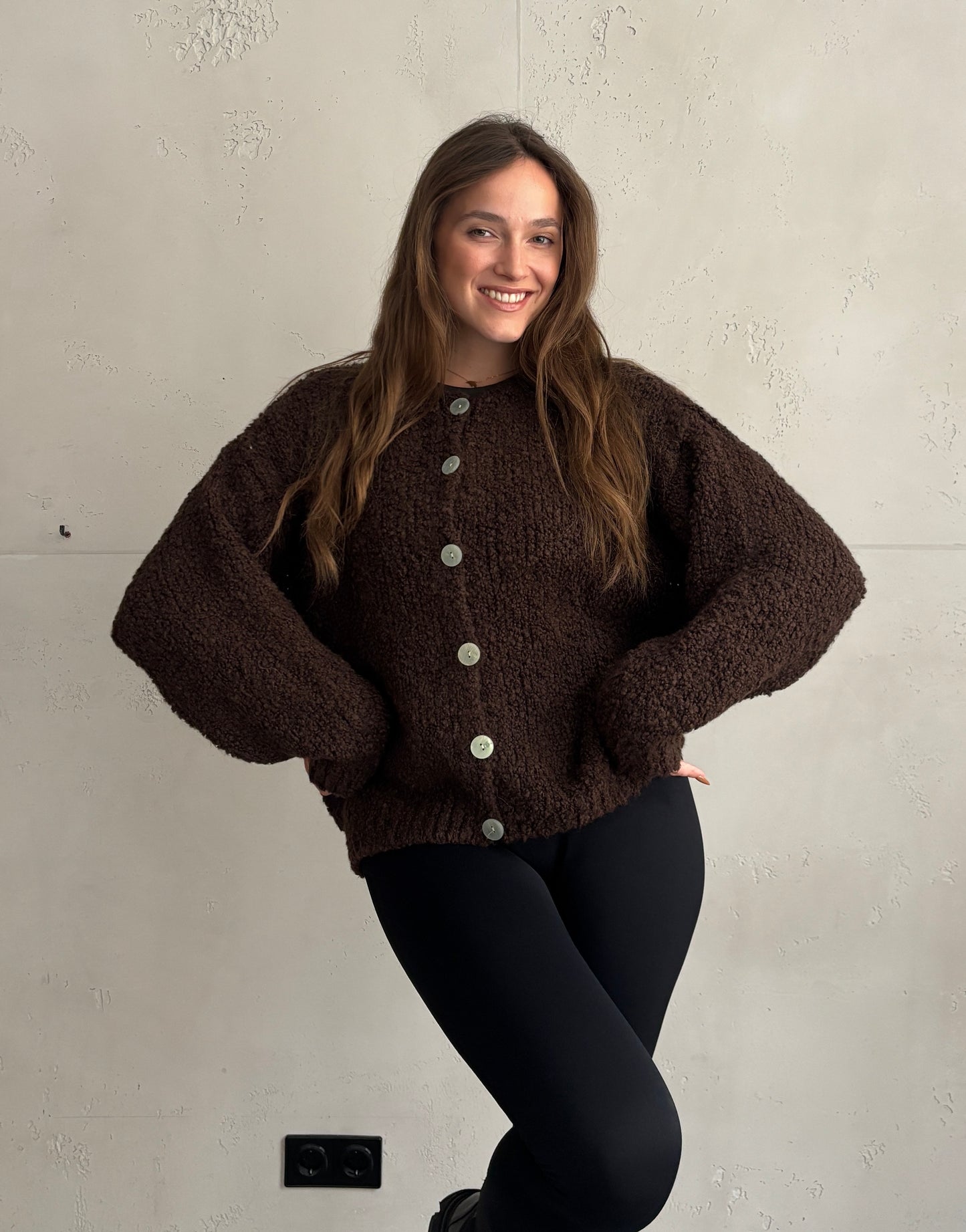 Alpaca Bouclé-Jacke mit Knöpfen
