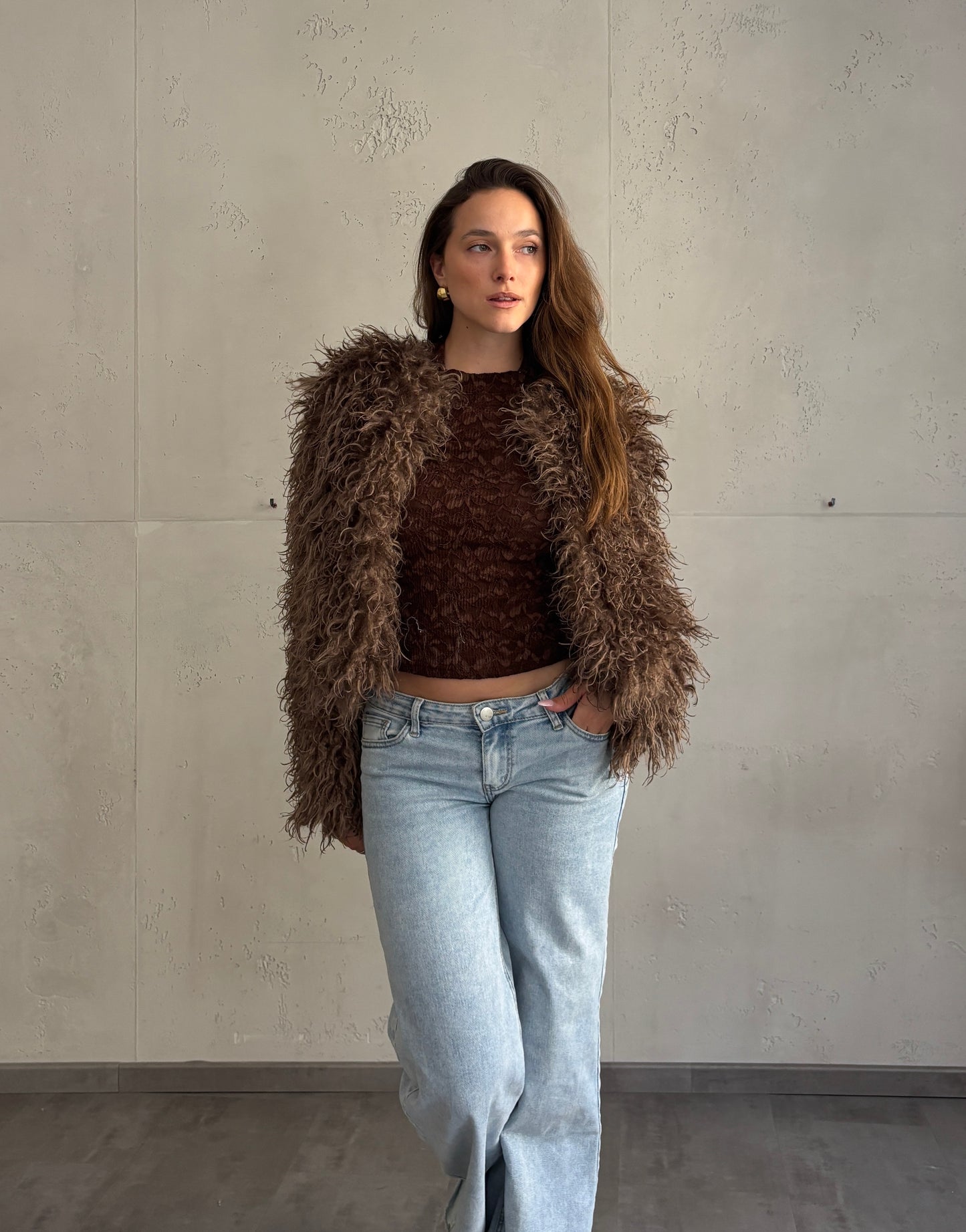 Fluffy Felljacke – kurz geschnittene Kunstfelljacke