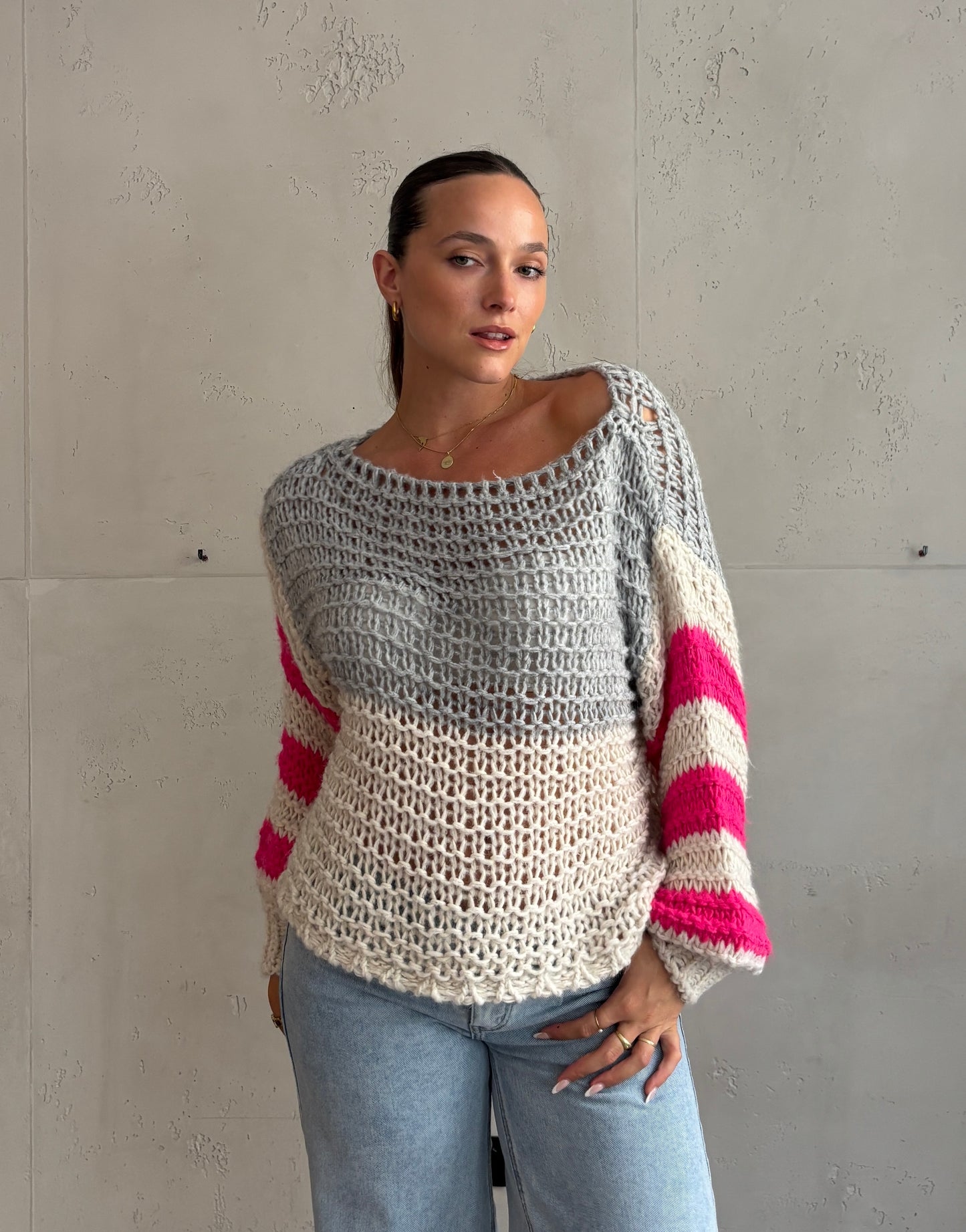 Grobgestrickter Mohair-Mix Pullover
