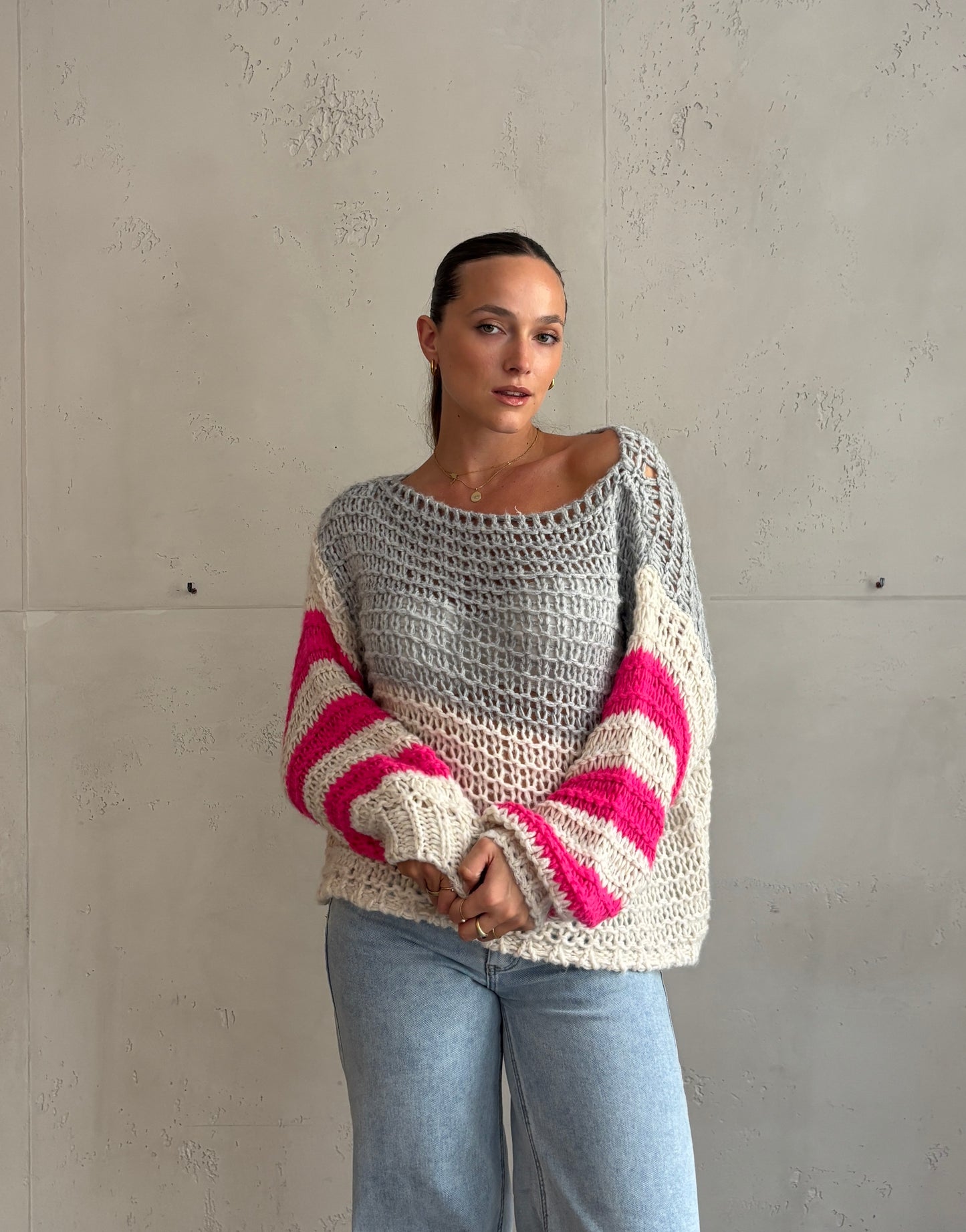 Grobgestrickter Mohair-Mix Pullover