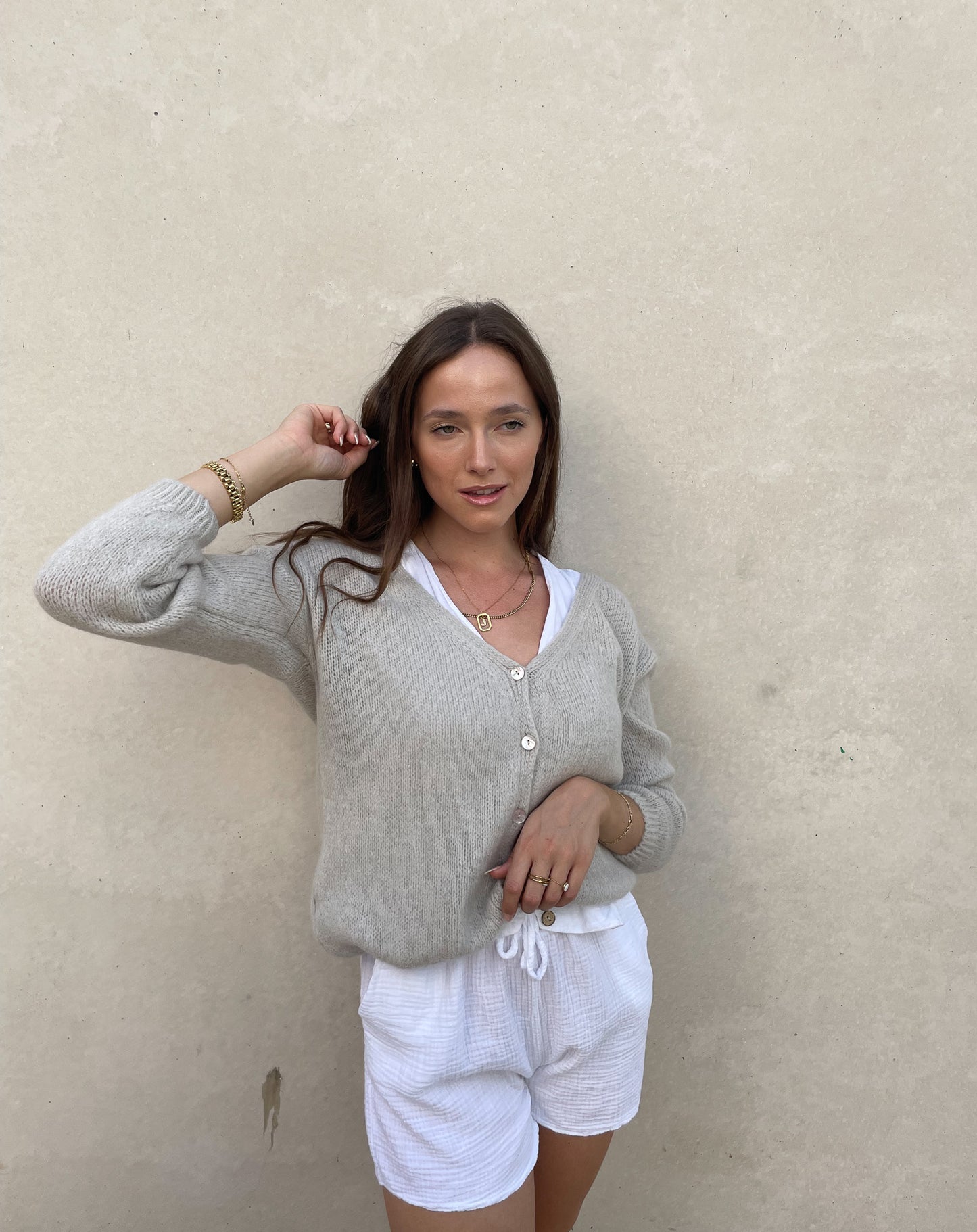 Kurze Mohair Strickjacke
