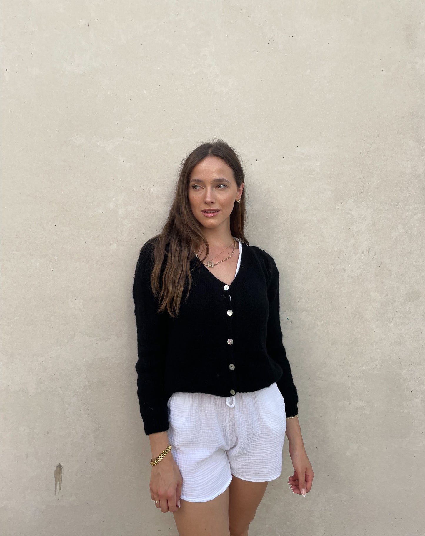 Kurze Mohair Strickjacke