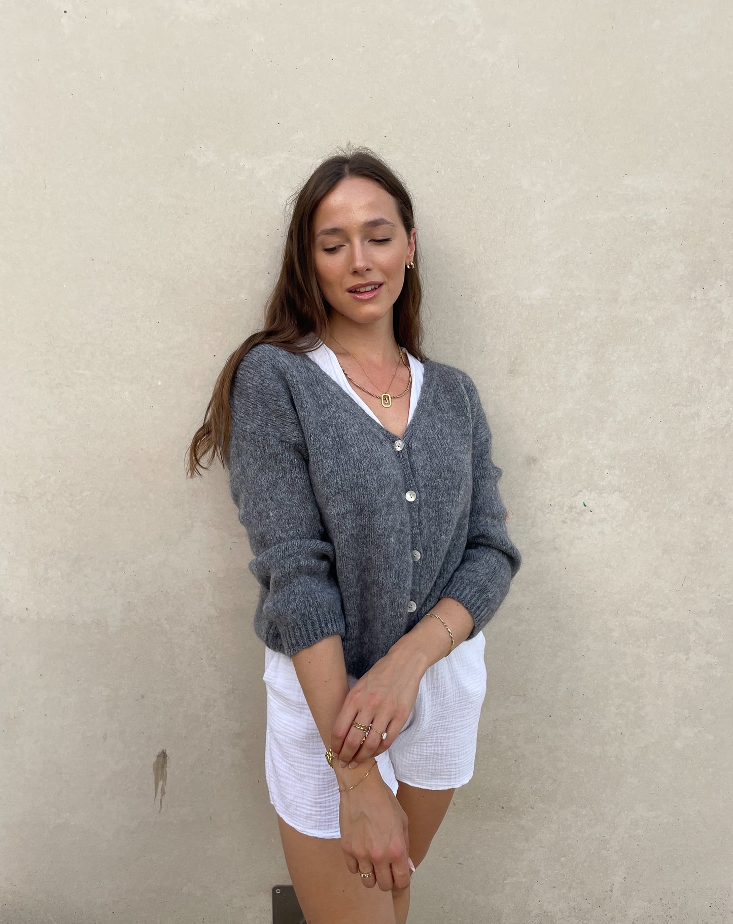 Kurze Mohair Strickjacke