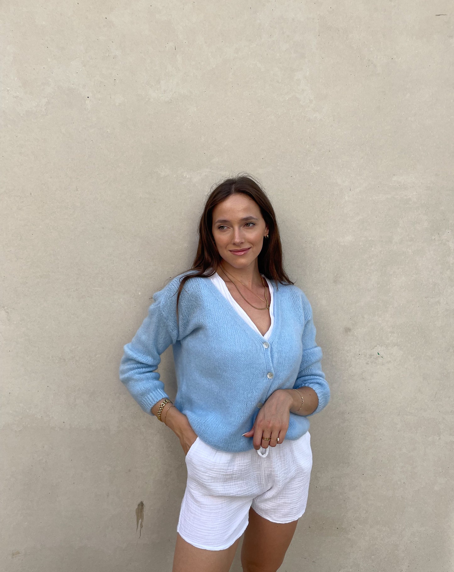 Kurze Mohair Strickjacke