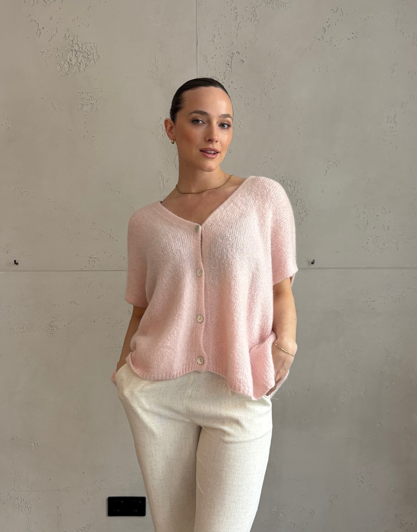 Mohair Pullunder mit Knopfleiste