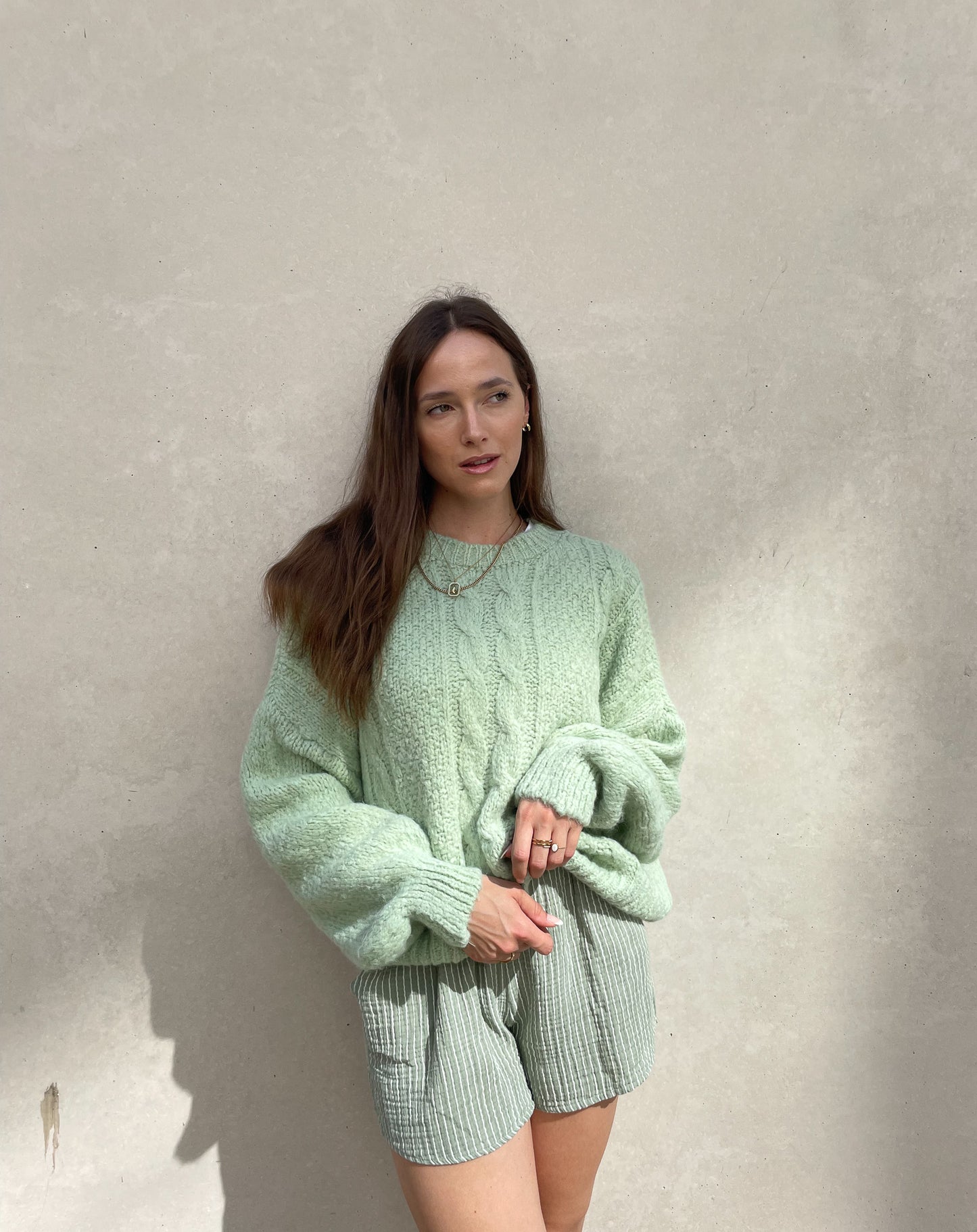 Pullover mit Zopfmuster in mint