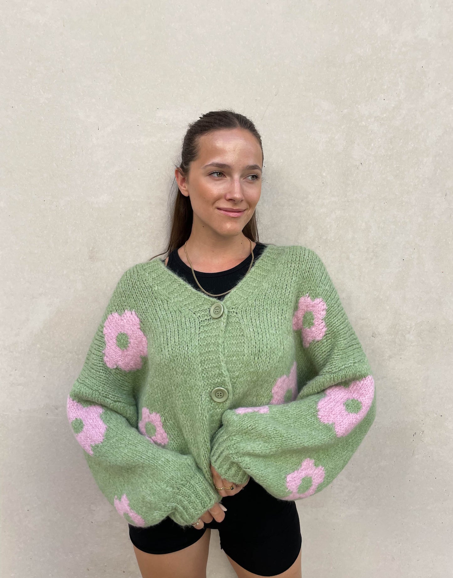 Strickjacke mit Blumenprint