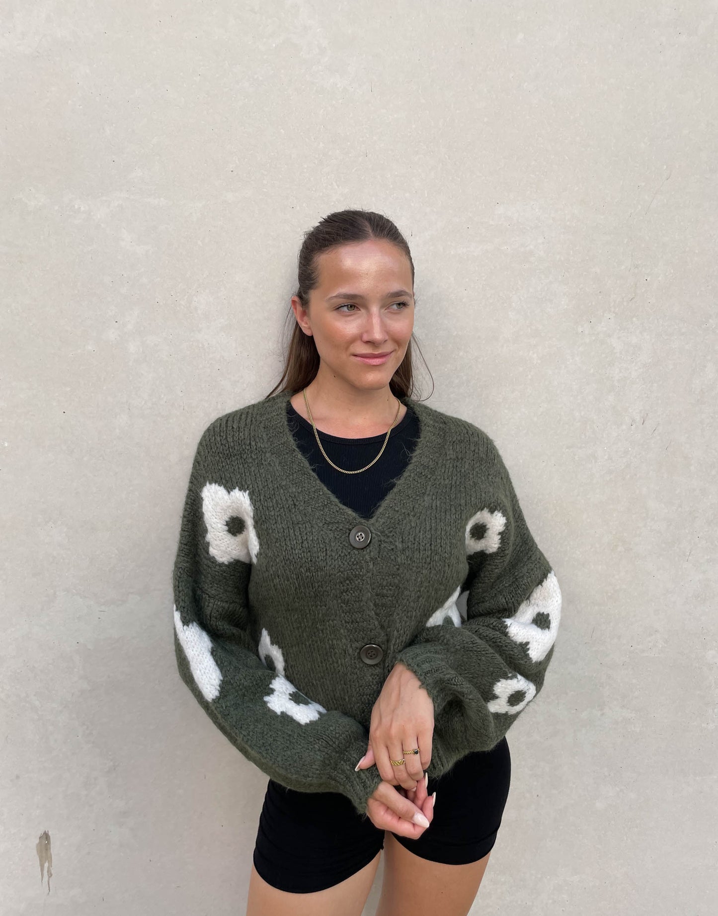 Strickjacke mit Blumenprint
