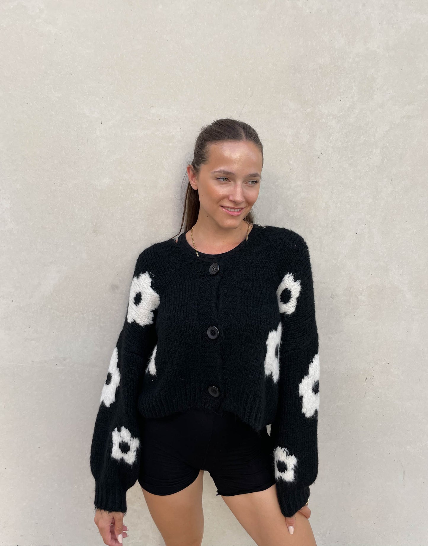 Strickjacke mit Blumenprint