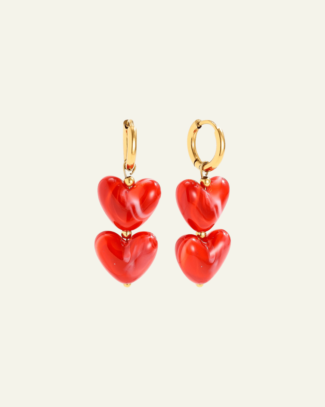 Acrylic Hearts Edelstahl Ohrringe – Retro Chic & Golden Glow - Switch - Fashion