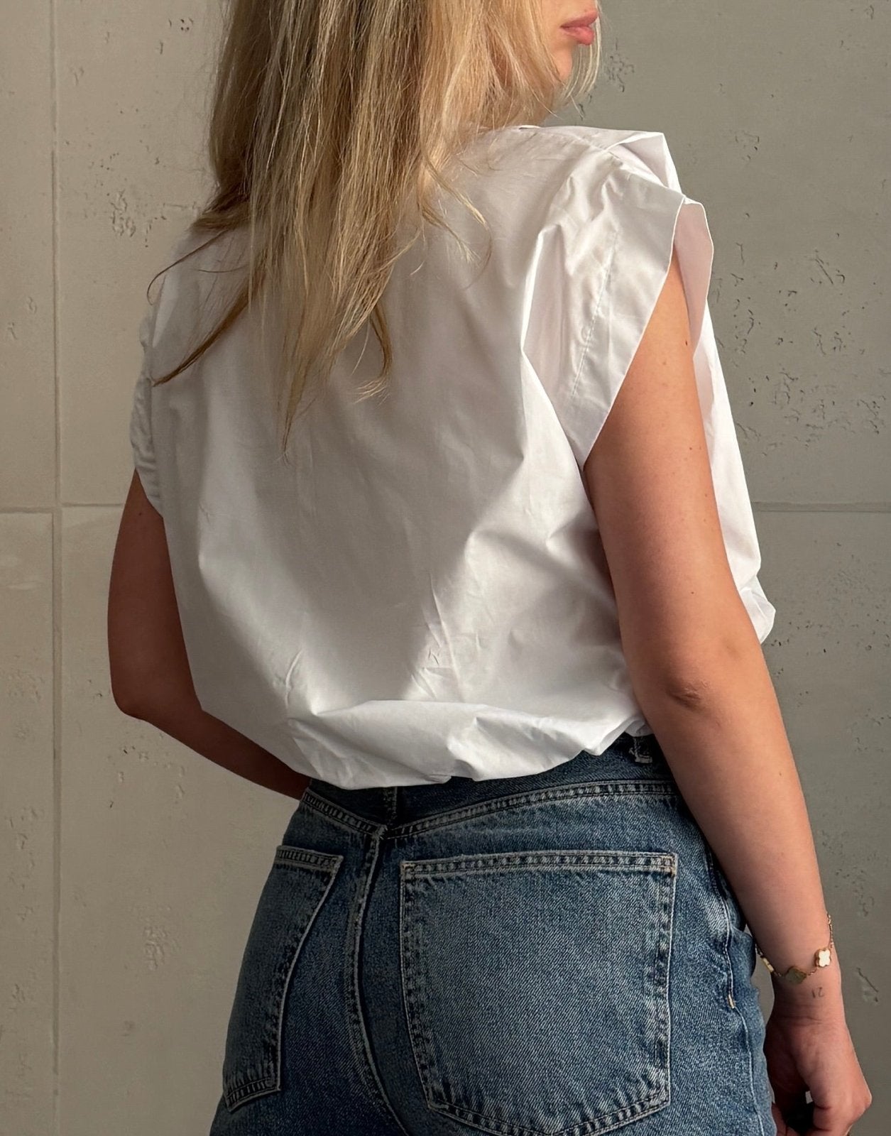 Ärmellose Hemdbluse mit Gummizug & Brusttasche – 100% Baumwolle - Switch - Fashion