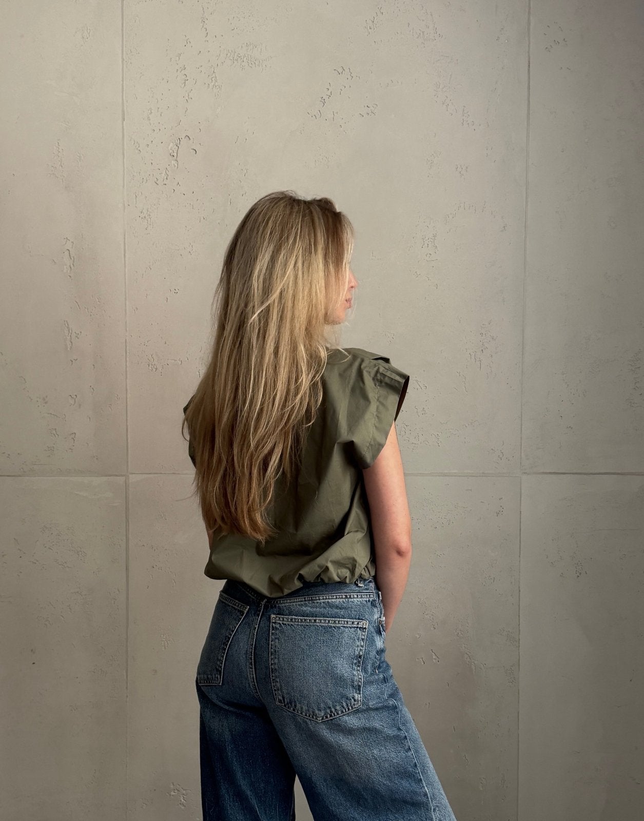 Ärmellose Hemdbluse mit Gummizug & Brusttasche – 100% Baumwolle - Switch - Fashion