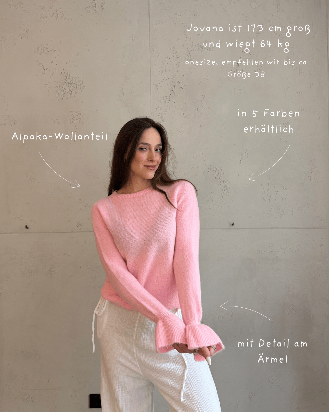 Alpaka Pullover mit Rüschen - Ärmel - Switch - Fashion