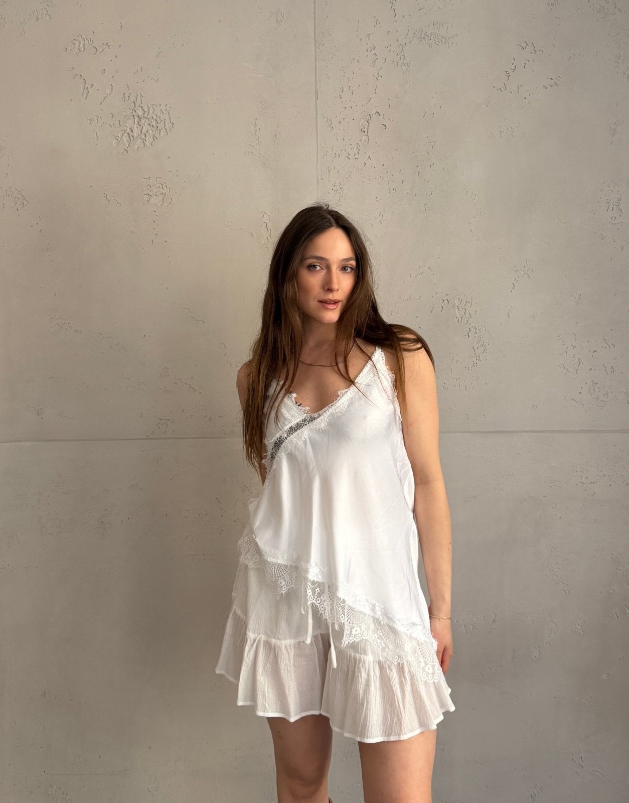 Asymmetrisches Spitzentop aus Seiden - Mix - Switch - Fashion