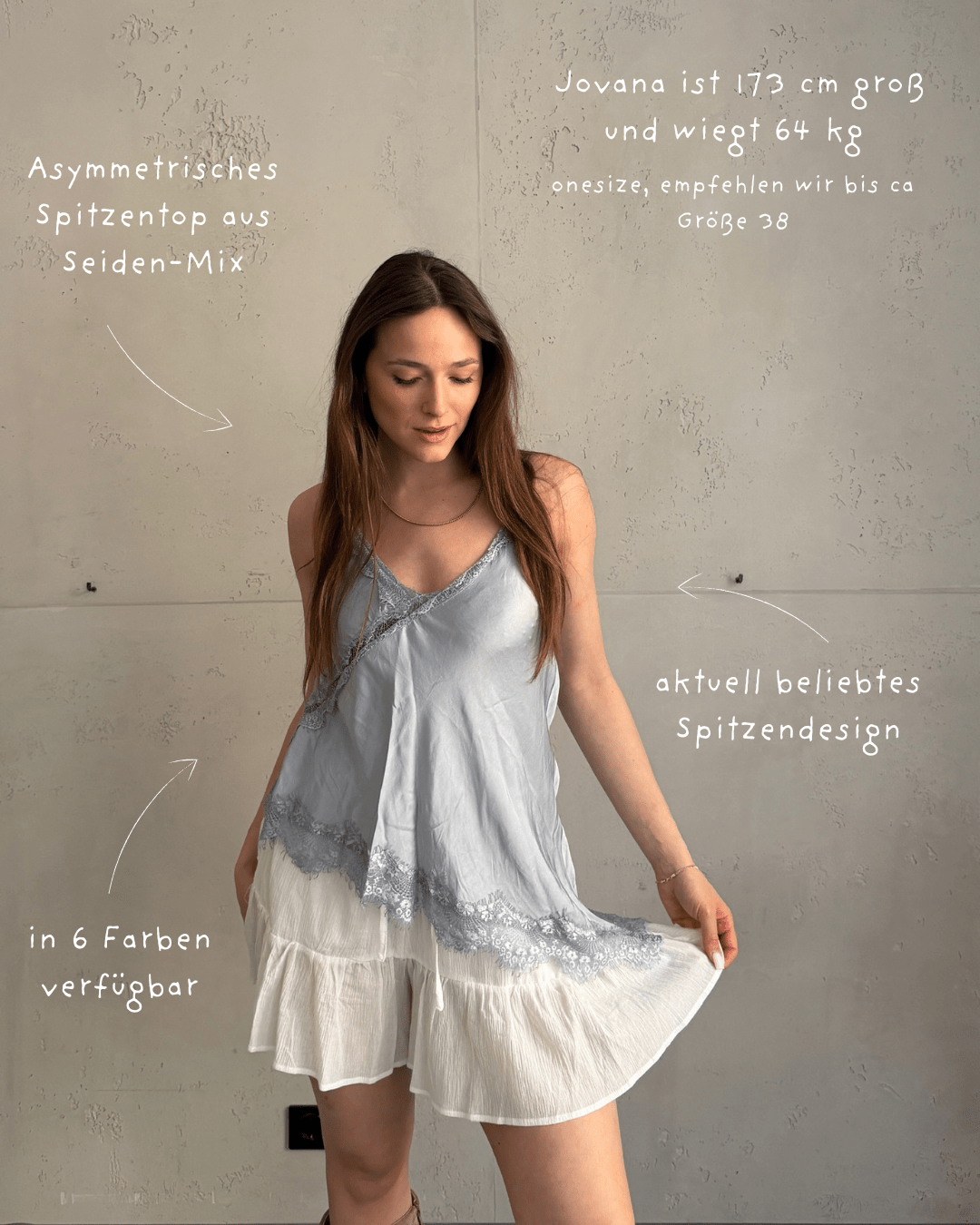 Asymmetrisches Spitzentop aus Seiden - Mix - Switch - Fashion