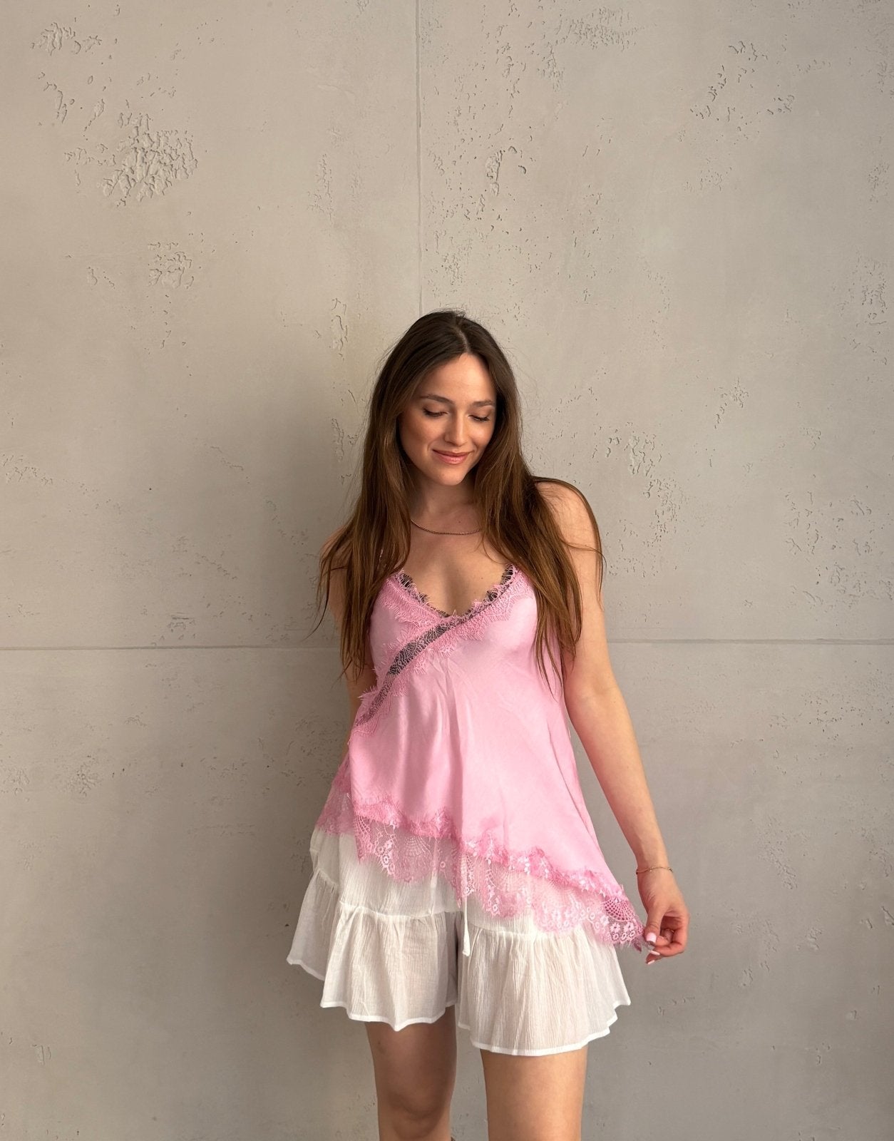 Asymmetrisches Spitzentop aus Seiden - Mix - Switch - Fashion