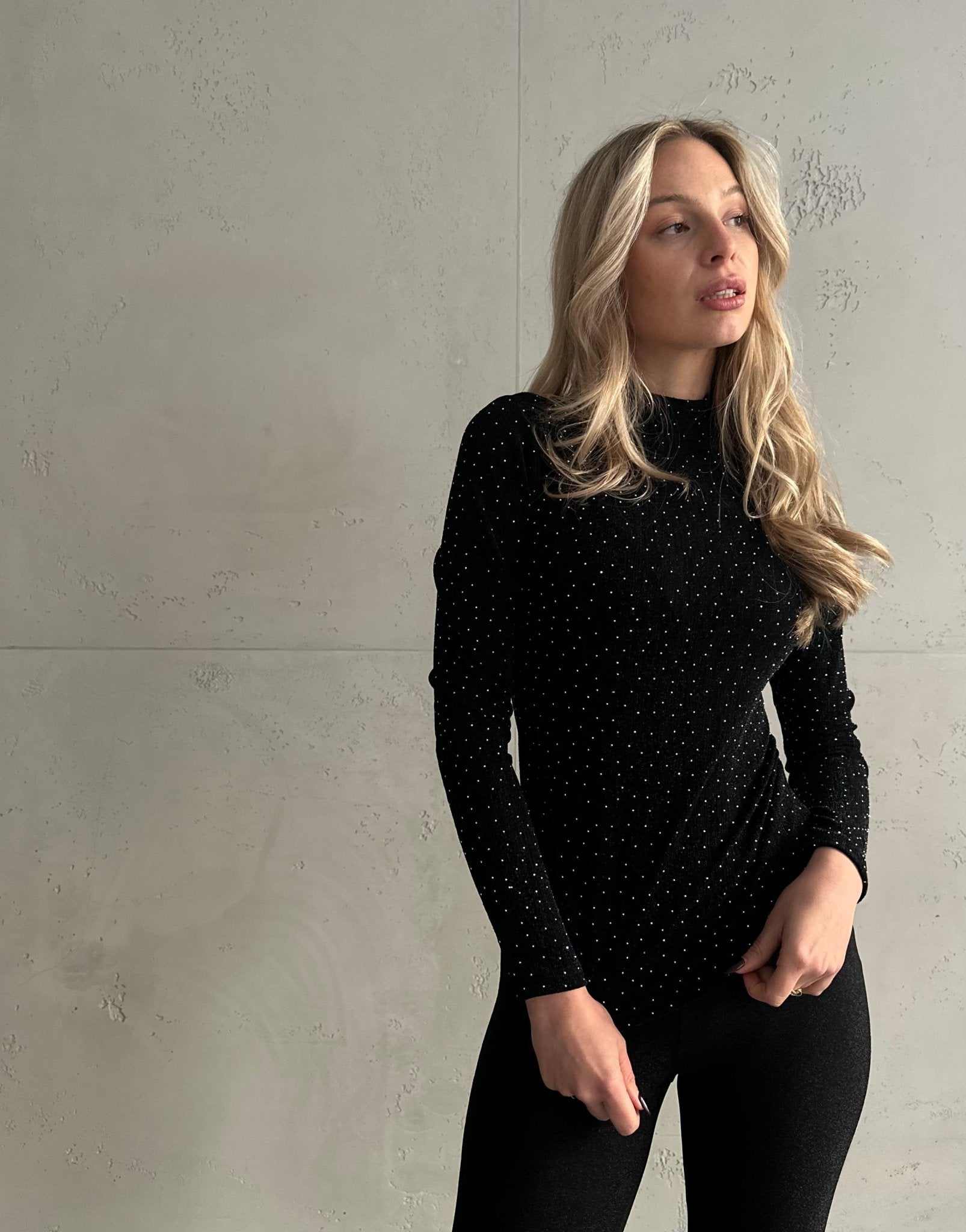 Basic Strass Oberteil in Schwarz - Switch - Fashion