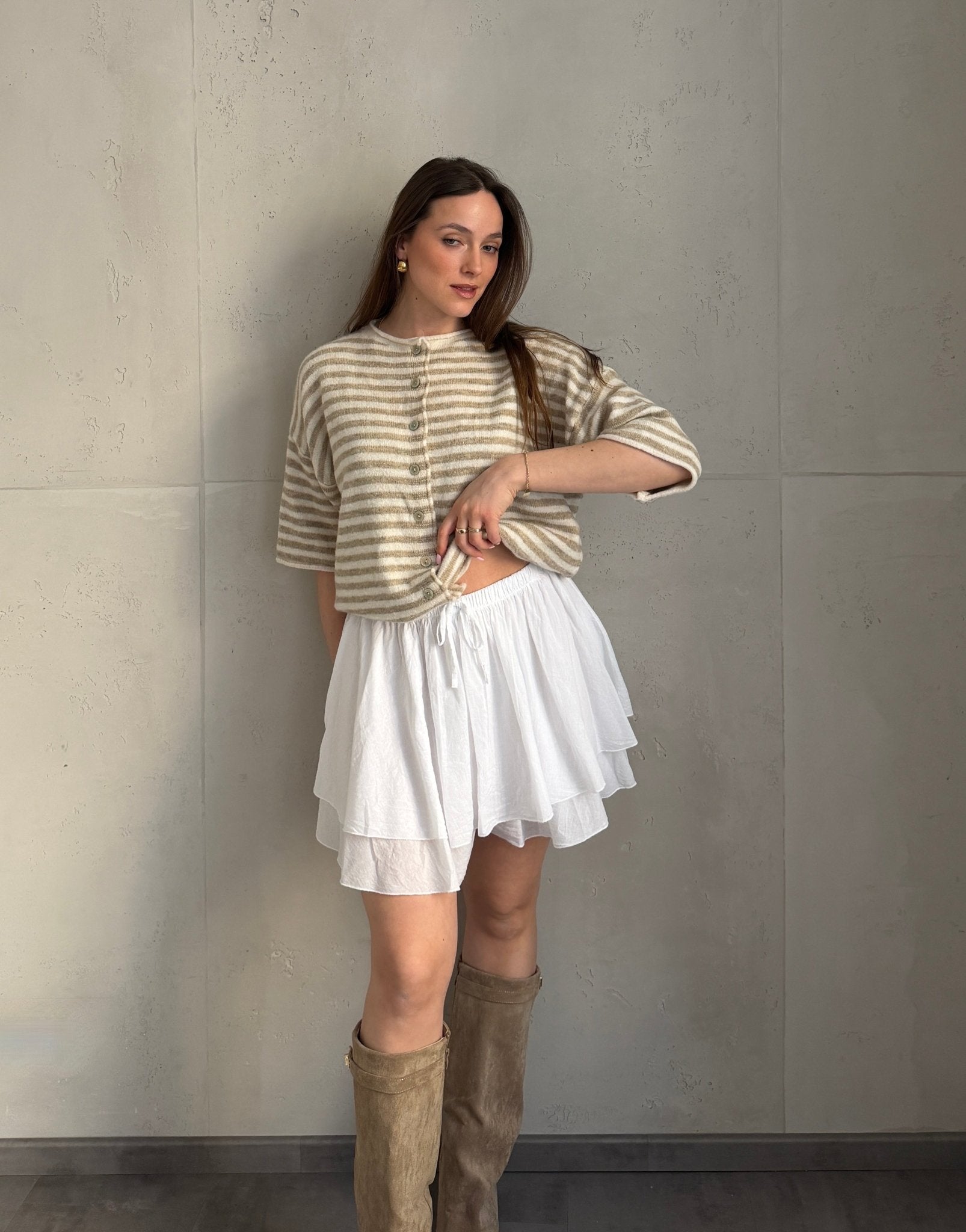 Baumwoll - Minirock mit Shorts (Skort) im Rüschenlook - Switch - Fashion