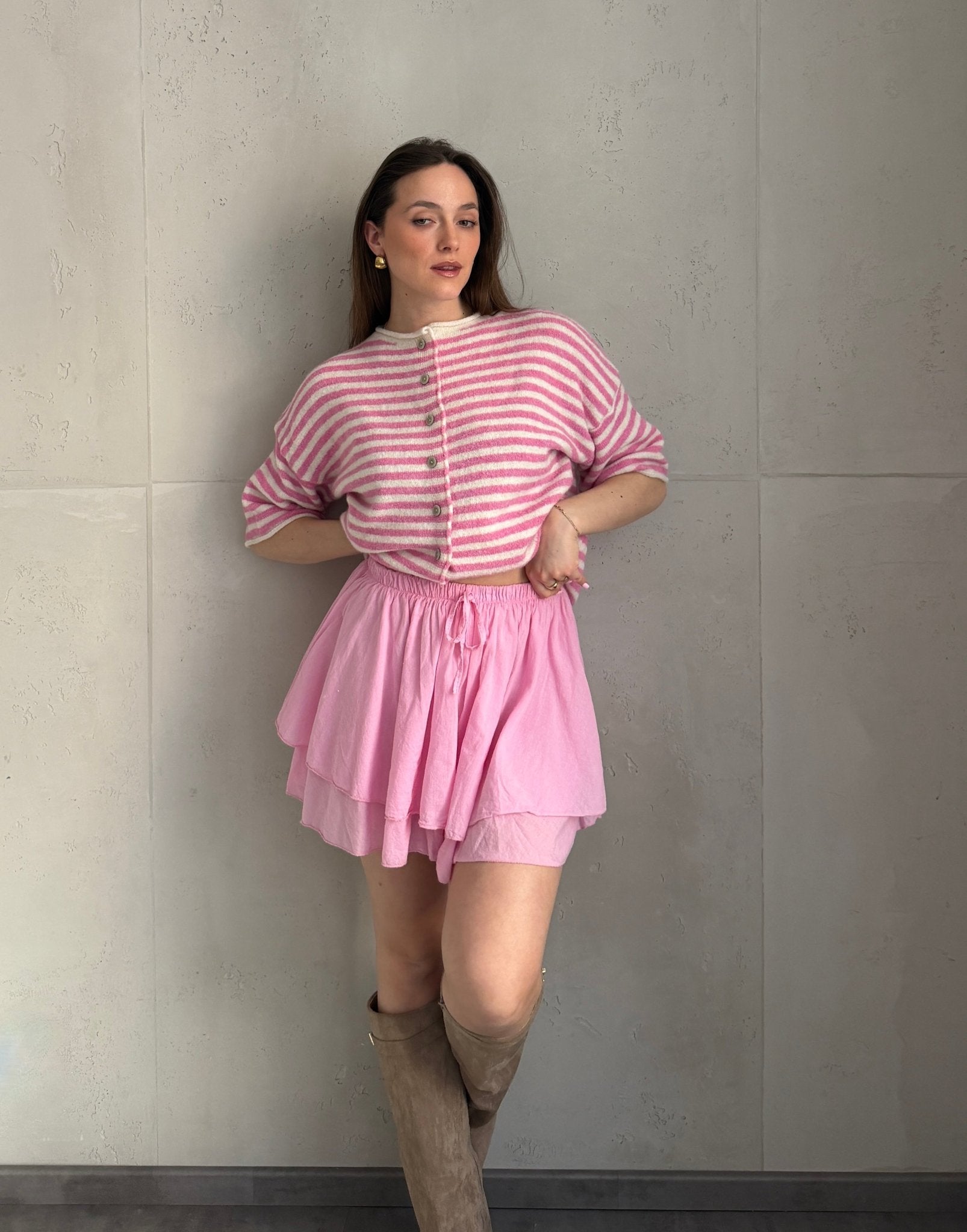 Baumwoll - Minirock mit Shorts (Skort) im Rüschenlook - Switch - Fashion