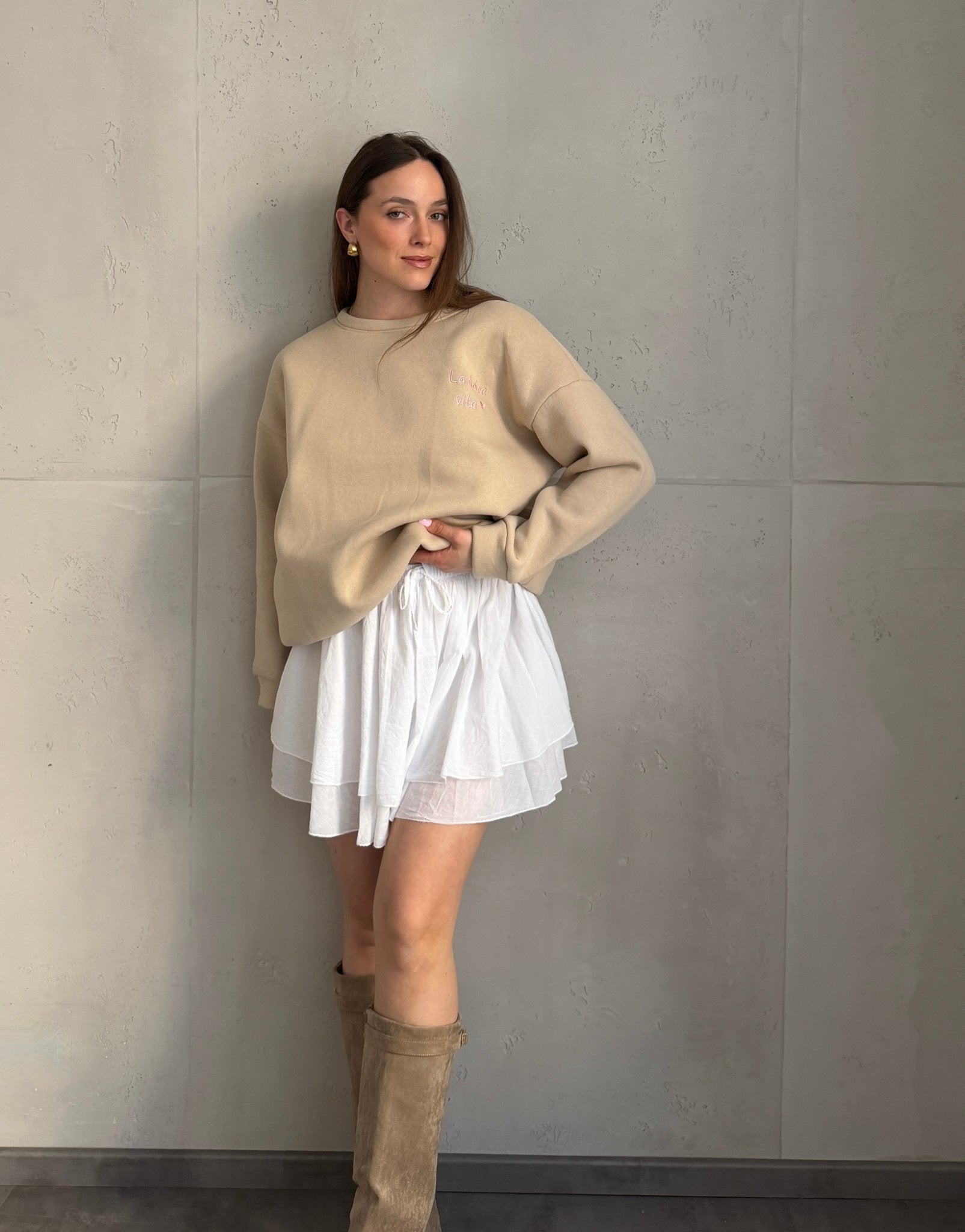 Baumwoll - Minirock mit Shorts (Skort) im Rüschenlook - Switch - Fashion