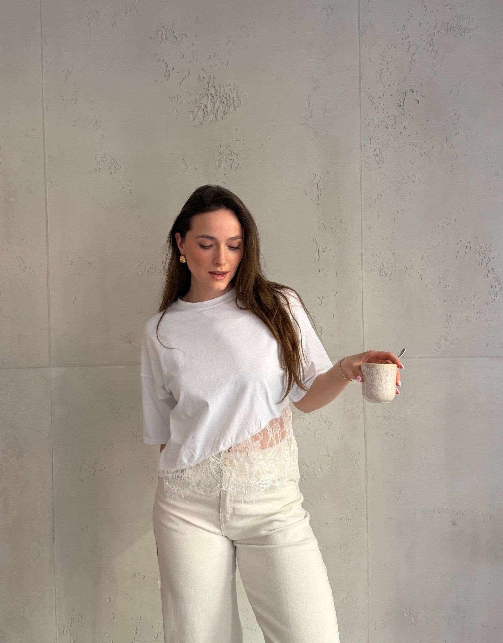 Baumwoll - Shirt mit asymmetrischer Spitze - Switch - Fashion