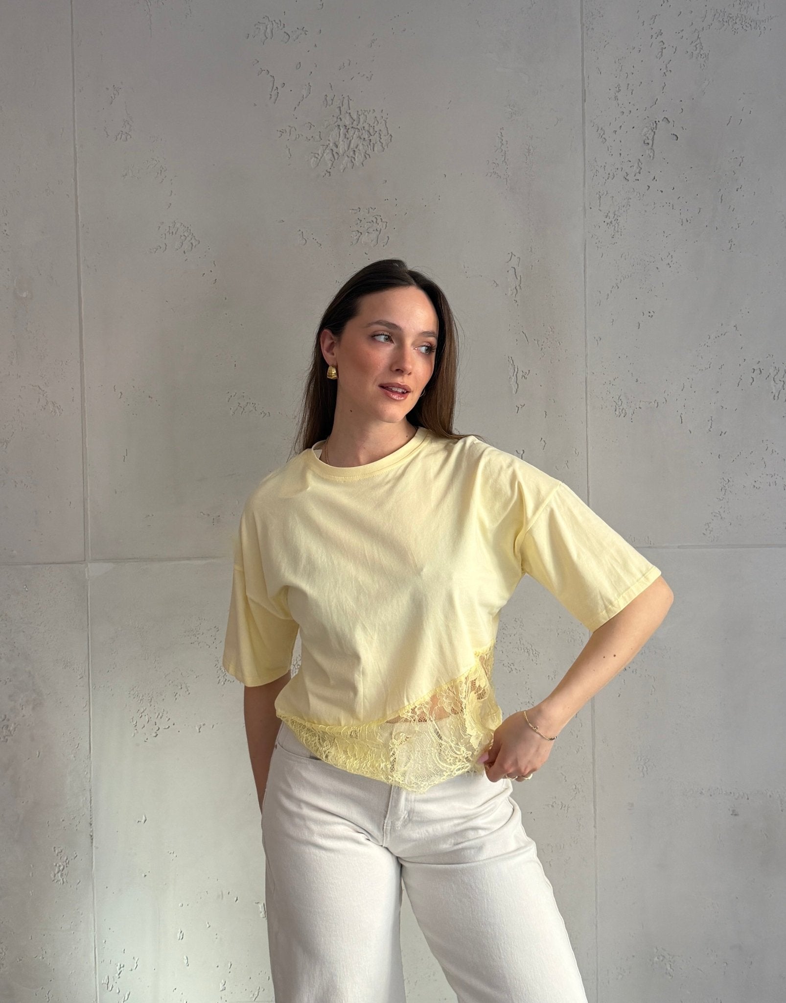 Baumwoll - Shirt mit asymmetrischer Spitze - Switch - Fashion