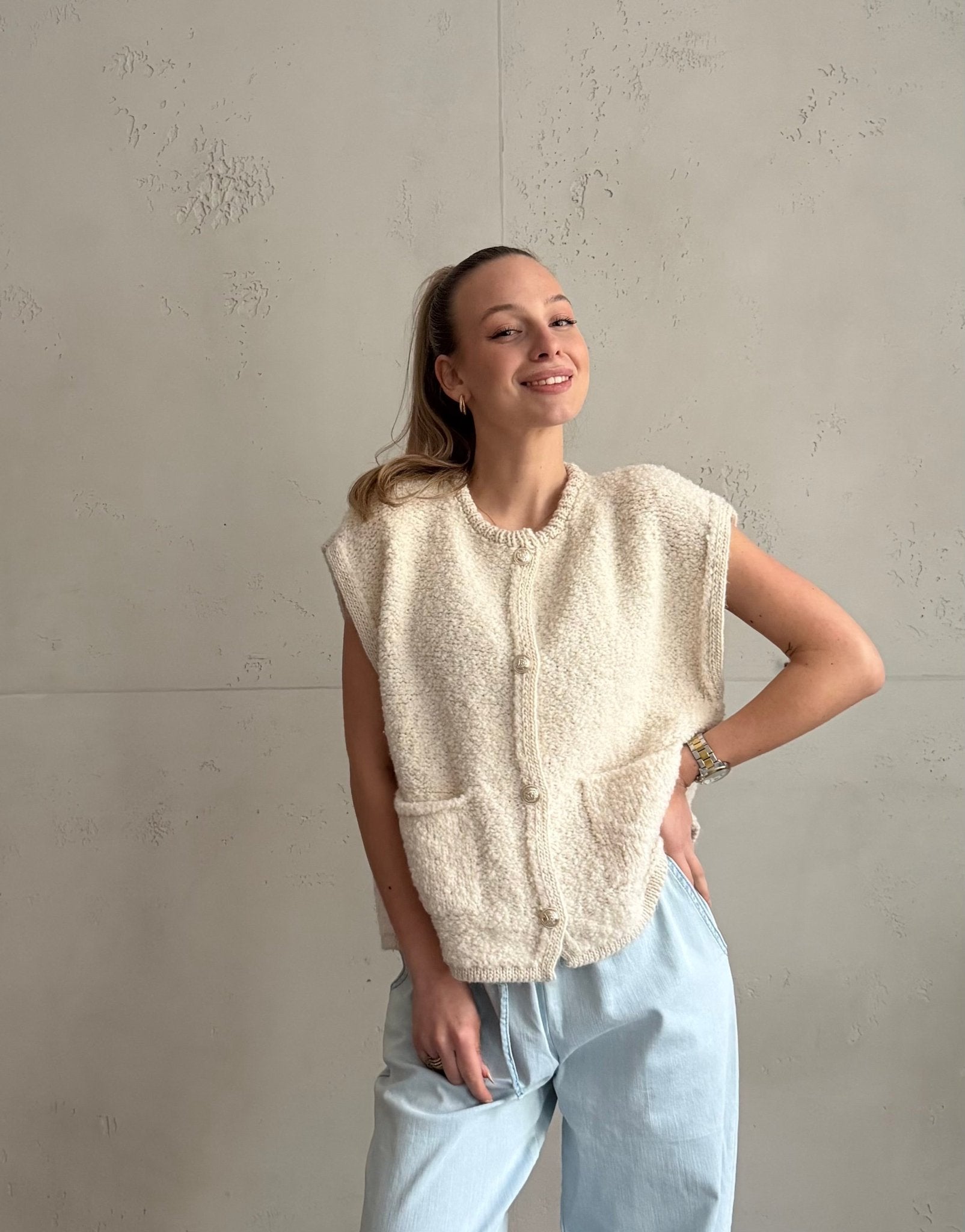 Bouclé Pullunder mit Taschen - Switch - Fashion