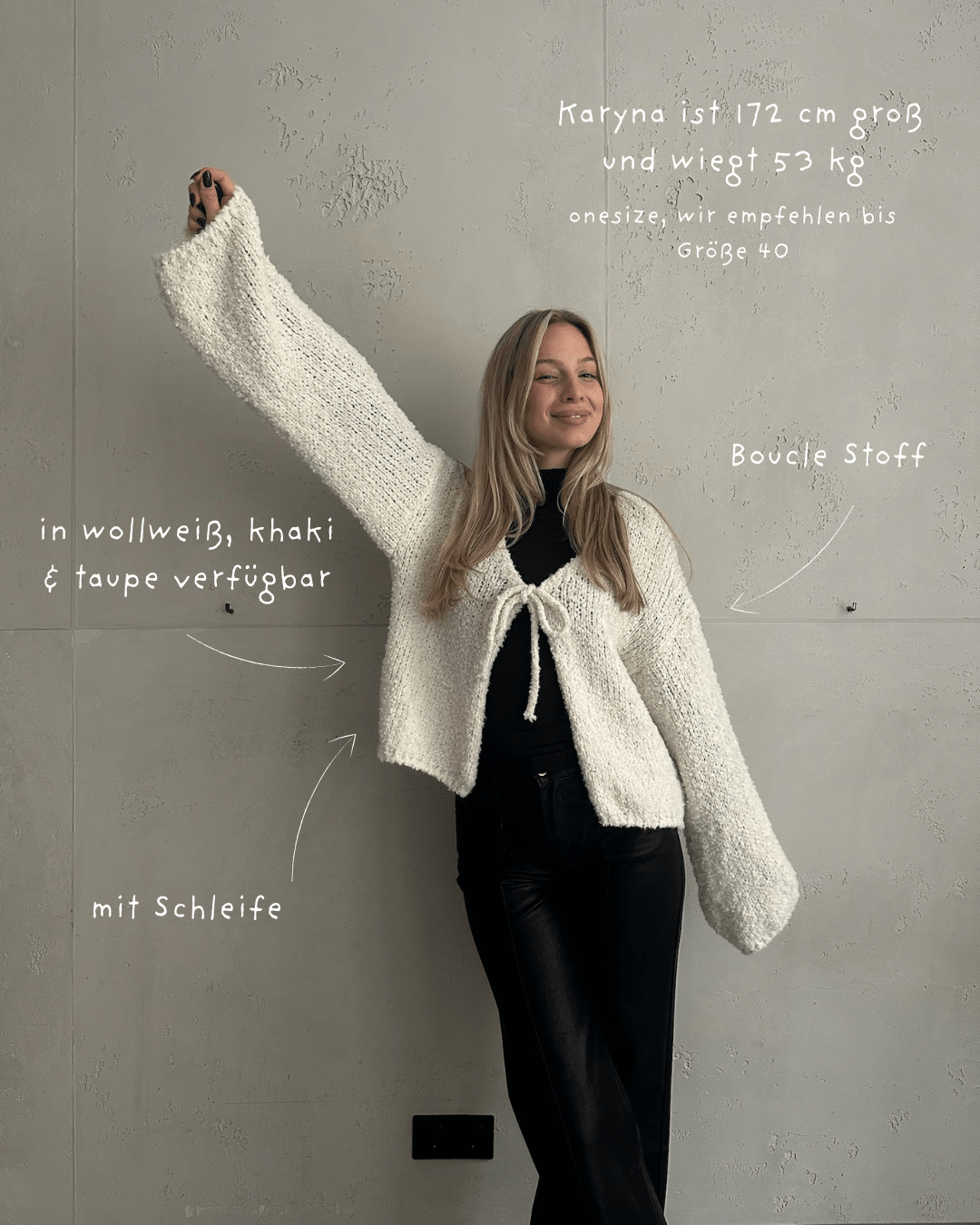Bouclé Strickjacke mit Schleife - Switch - Fashion
