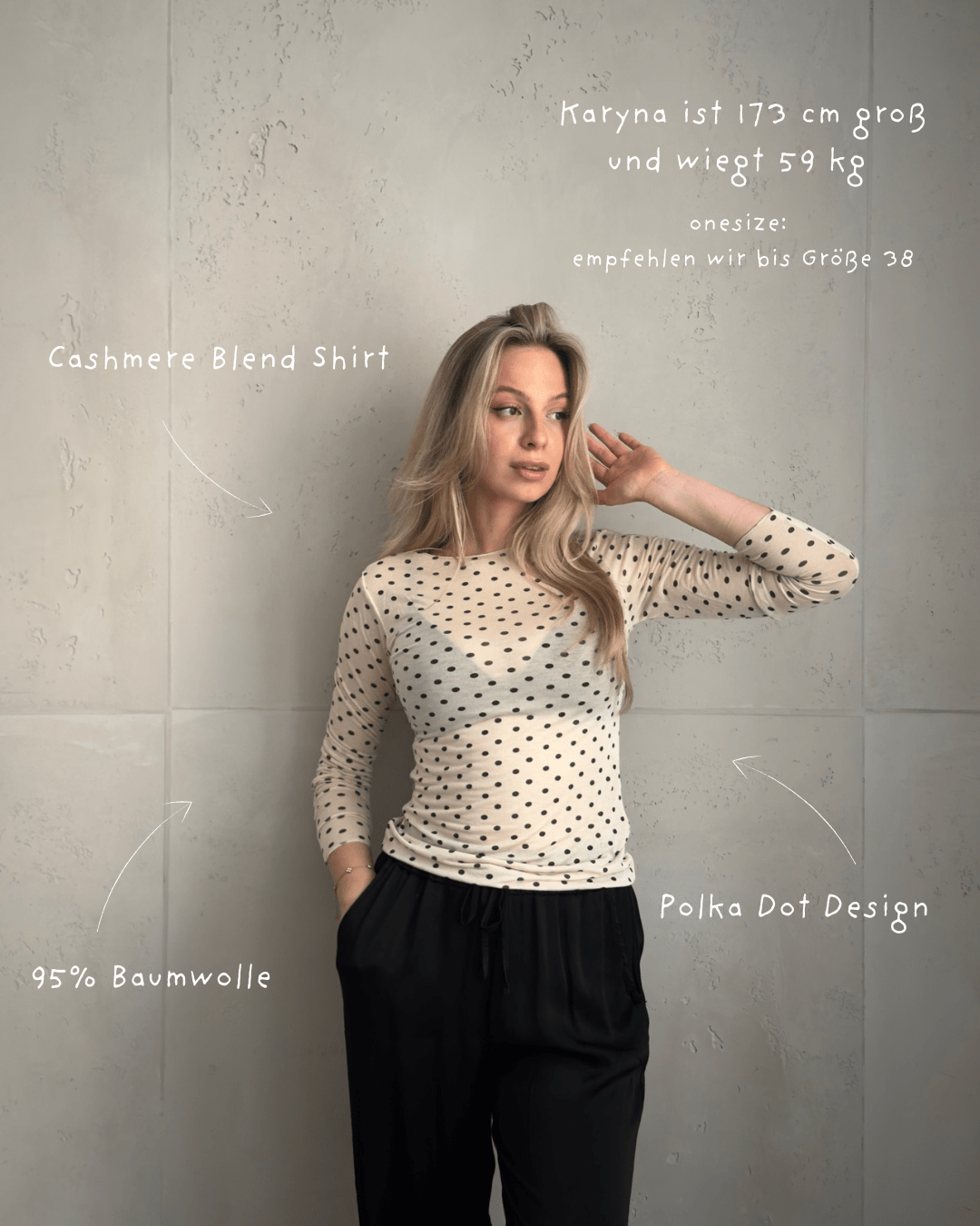 Cashmere Blend Longsleeve mit Punkten – Leicht transparent, unvergleichbar soft - Switch - Fashion