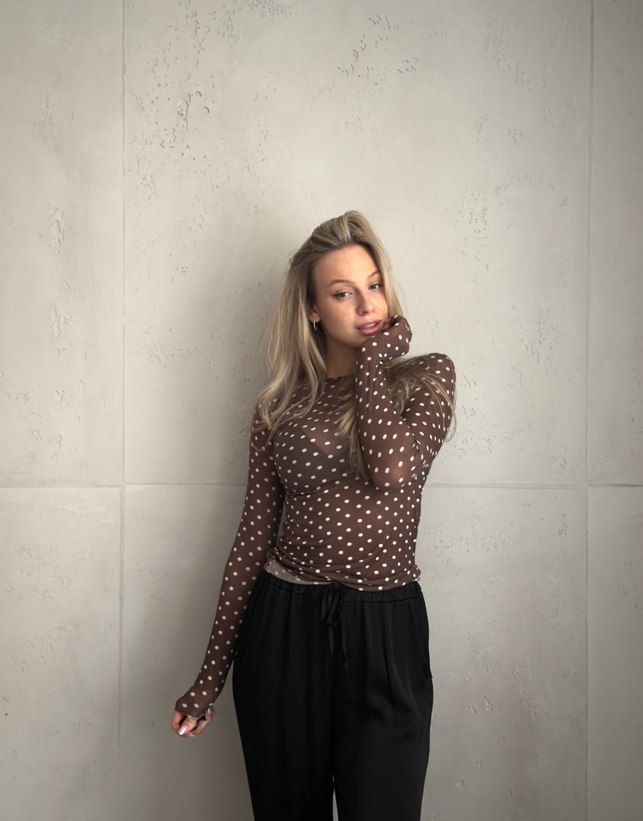 Cashmere Blend Longsleeve mit Punkten – Leicht transparent, unvergleichbar soft - Switch - Fashion