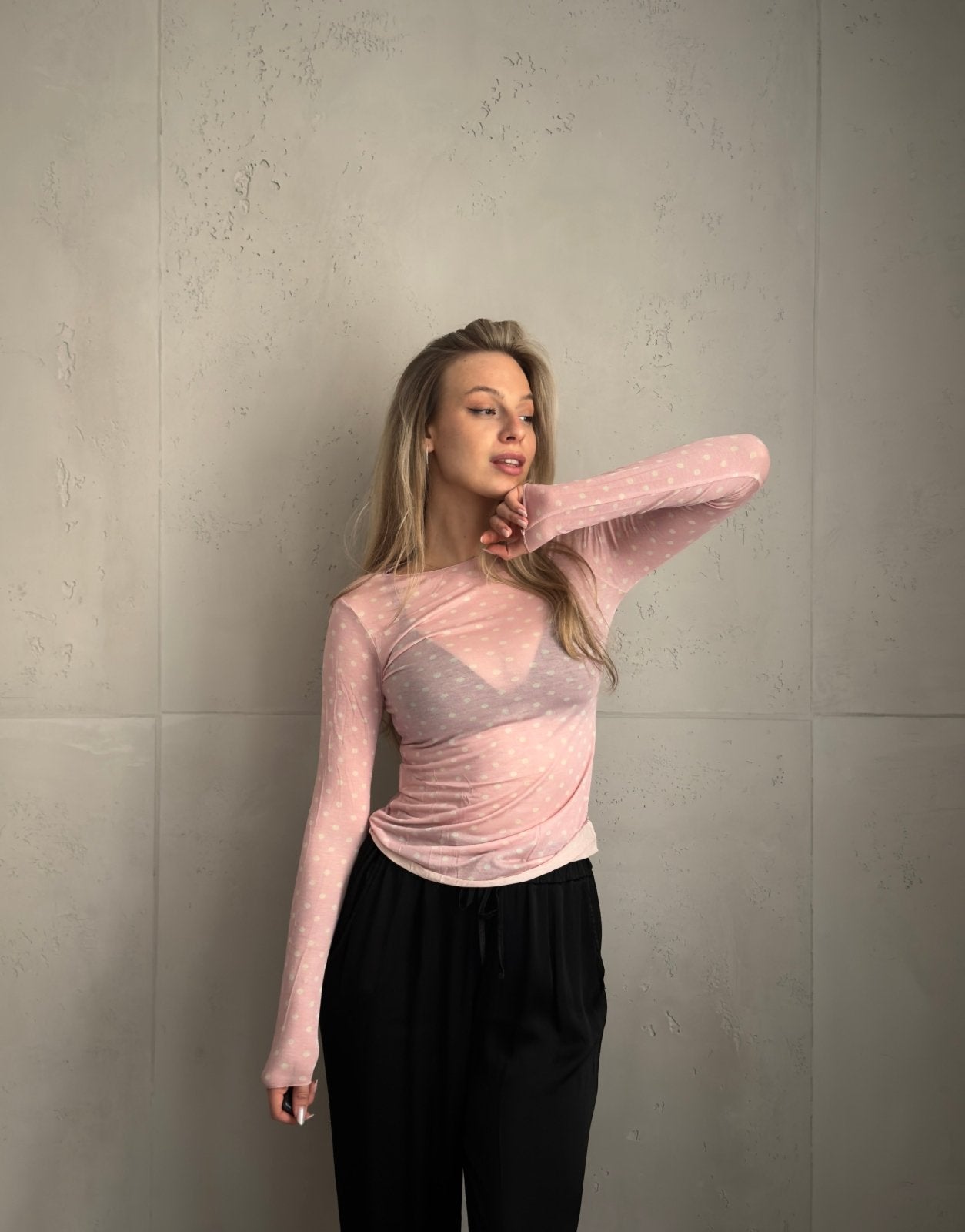 Cashmere Blend Longsleeve mit Punkten – Leicht transparent, unvergleichbar soft - Switch - Fashion