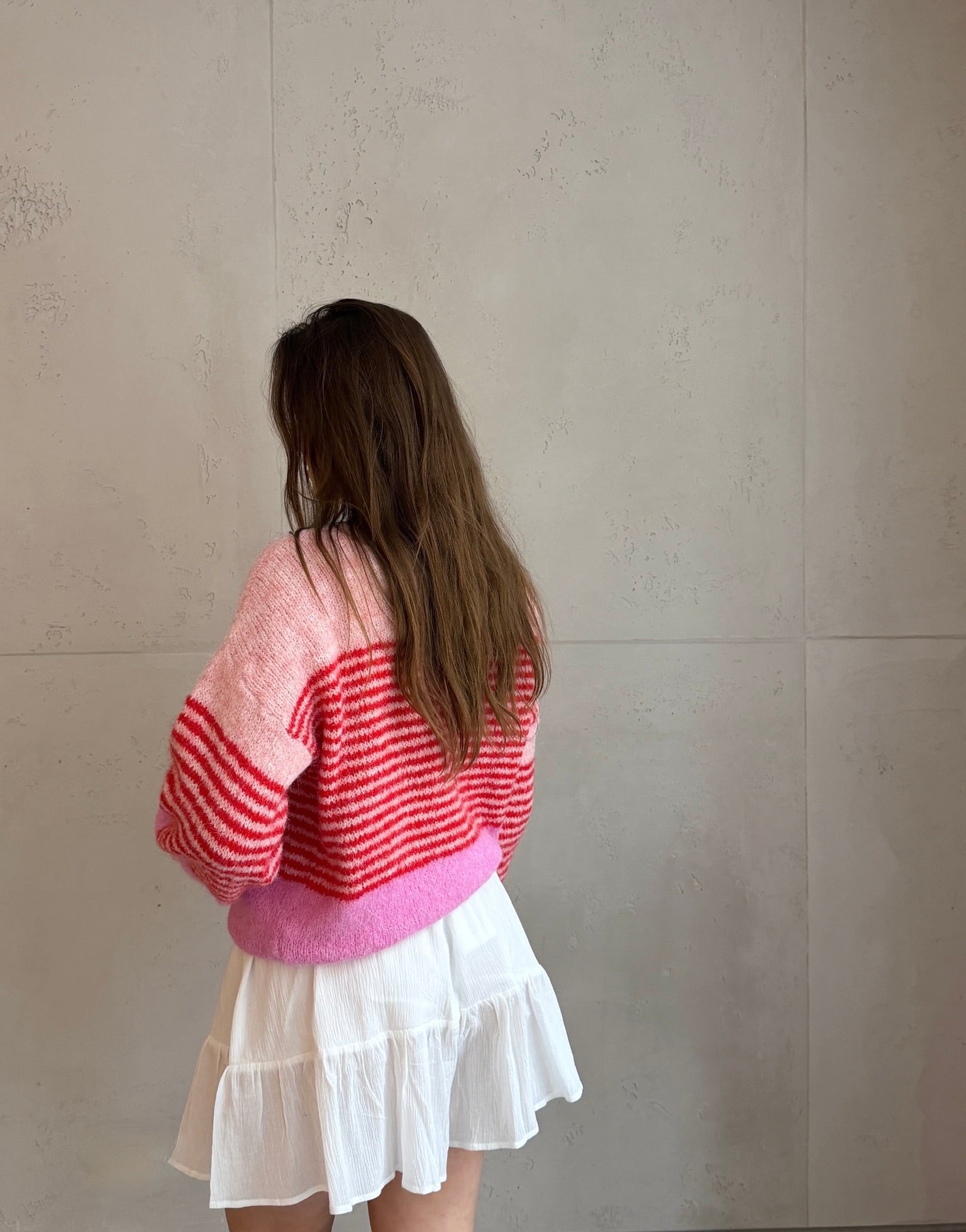 Color Block Streifen Strickjacke mit Knöpfen - Switch - Fashion