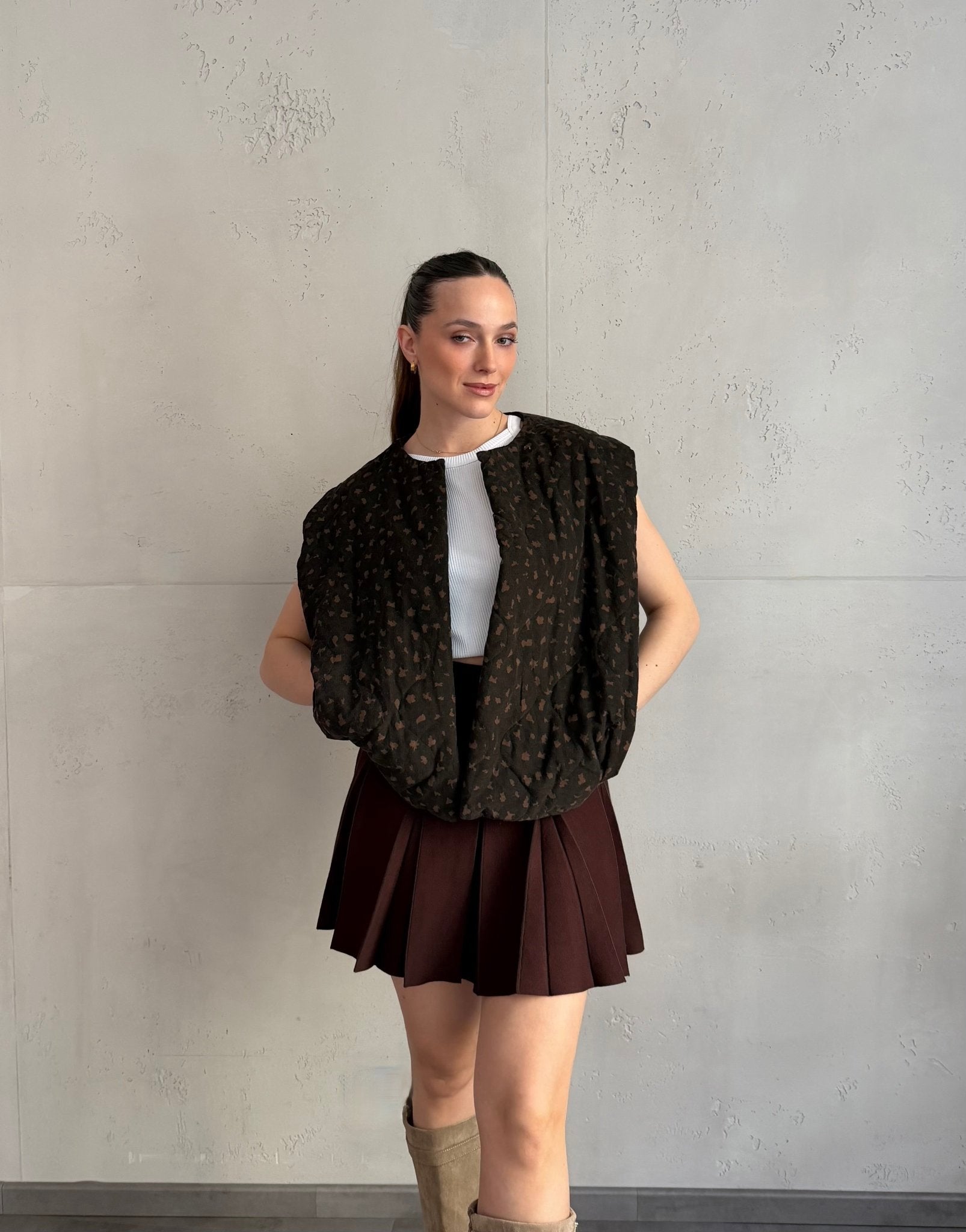 Cord - Weste mit Leo - Print und Seitentaschen - Switch - Fashion