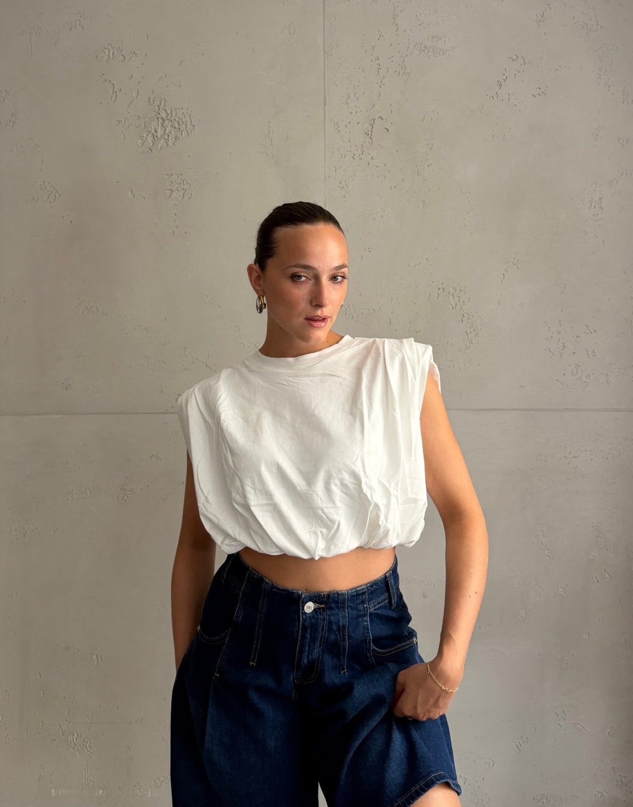 Crop Top mit Schulterpolstern - Switch-Fashion