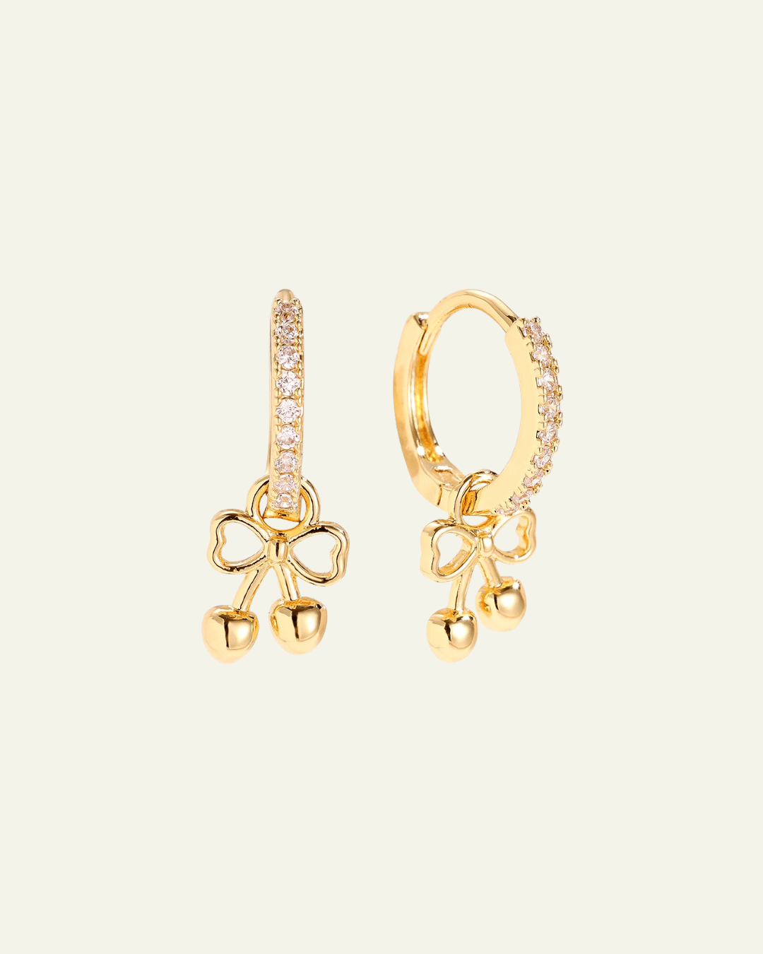 Diamond Hoop With Cherry Ohrringe – Golden Fruit Charm - Switch - Fashion