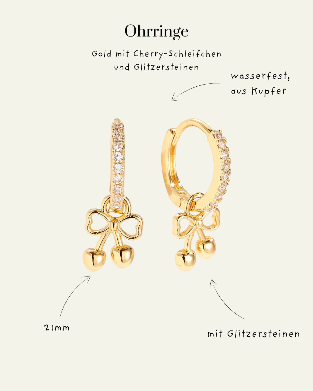 Diamond Hoop With Cherry Ohrringe – Golden Fruit Charm - Switch - Fashion