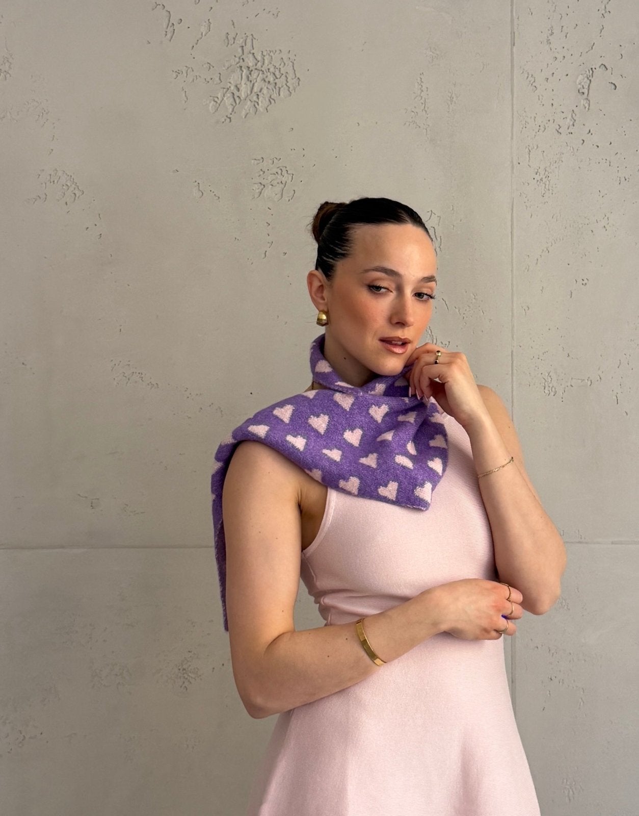 Dreiecksschal mit Herzmuster – Viskose - Woll - Mix - Switch - Fashion