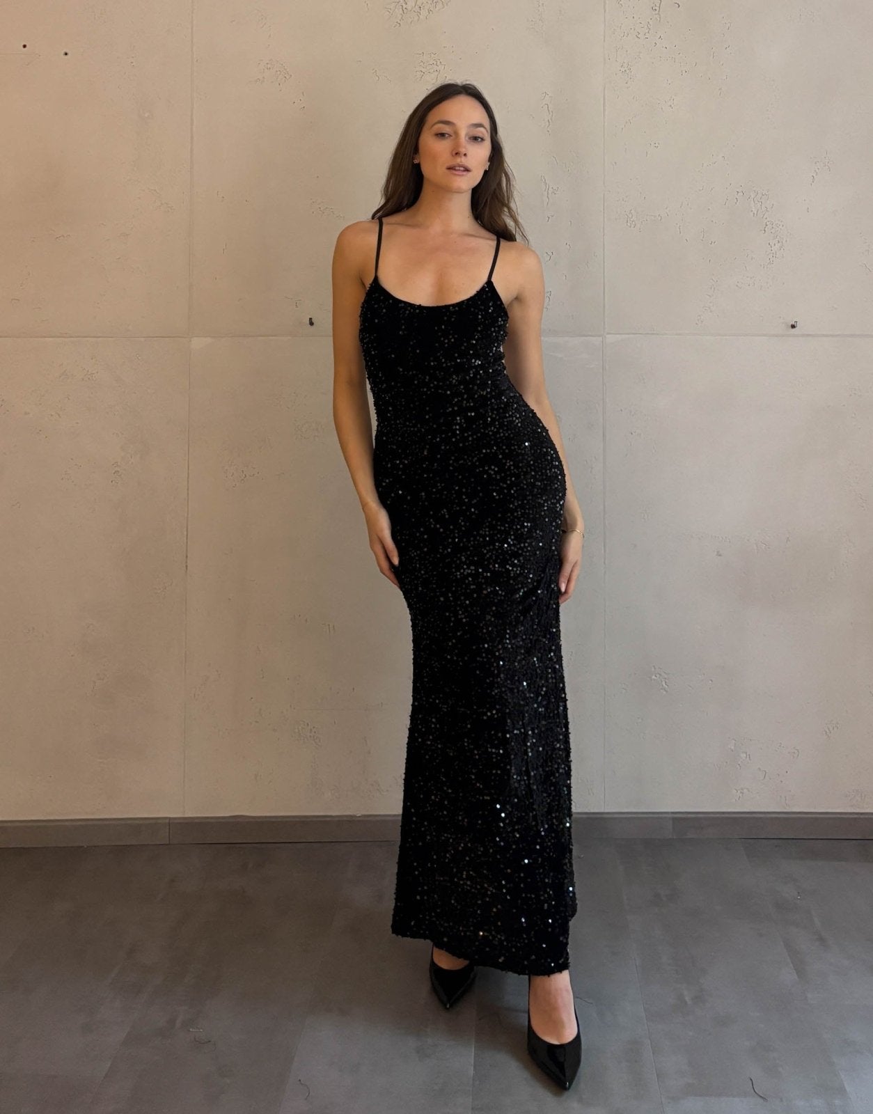 Figurbetontes Maxikleid mit Pailletten - Switch - Fashion
