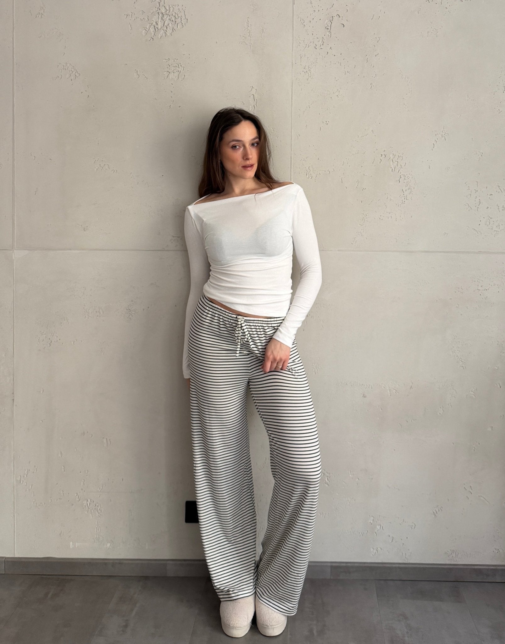 Gestreifte Lounge Pant aus Rayon - Stretch - Switch - Fashion
