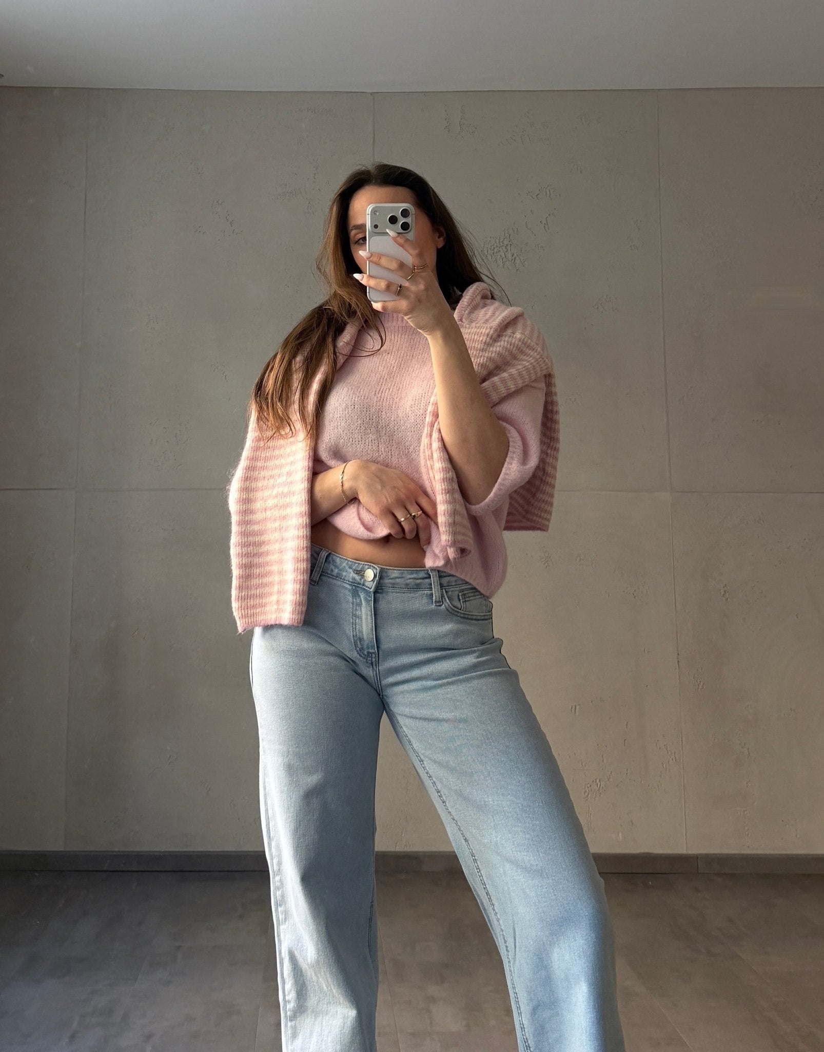 Gestreifte Strickjacke mit Reißverschluss & Stehkragen - Switch - Fashion