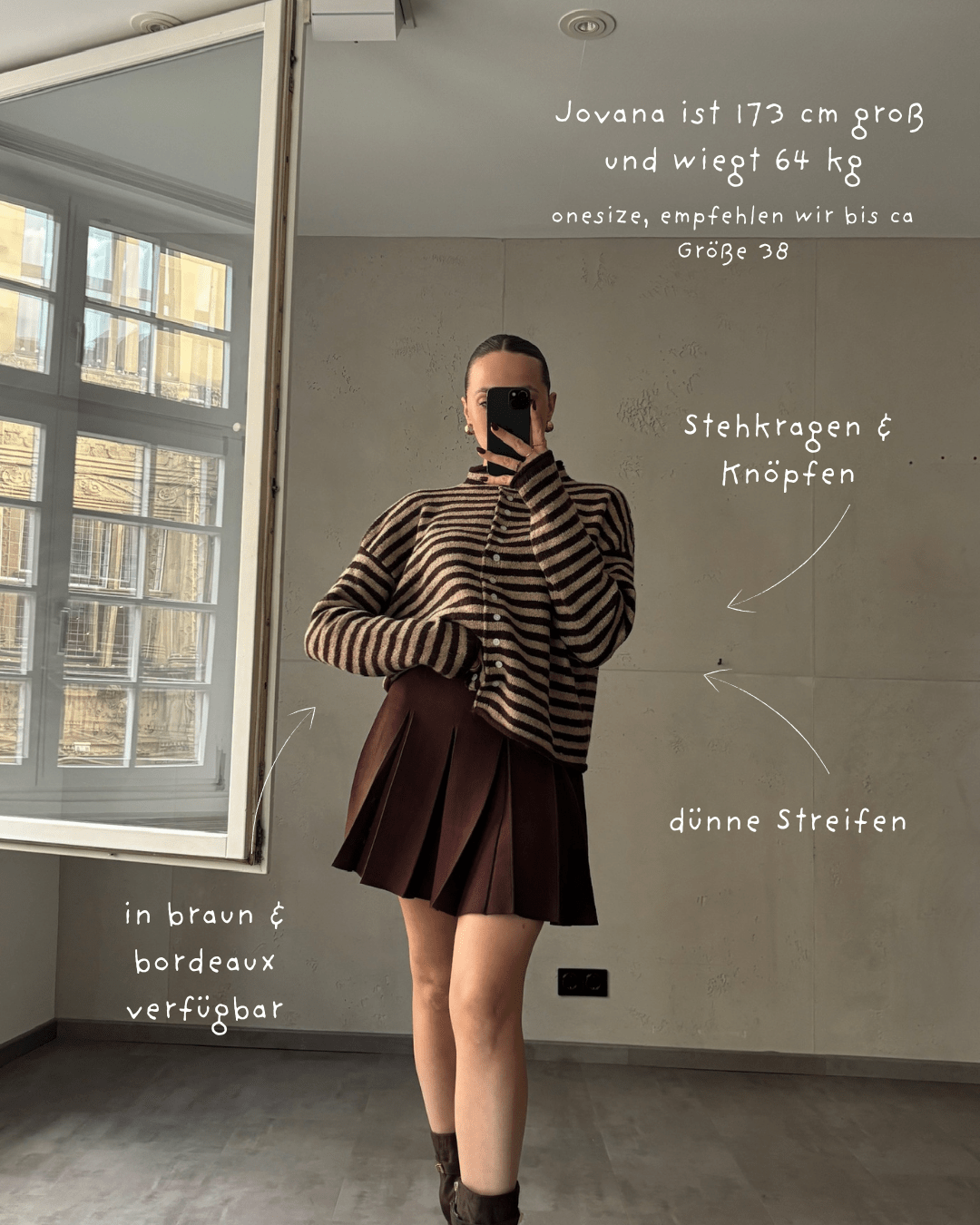 Gestreifte Strickjacke mit Stehkragen & Knöpfen - Switch - Fashion