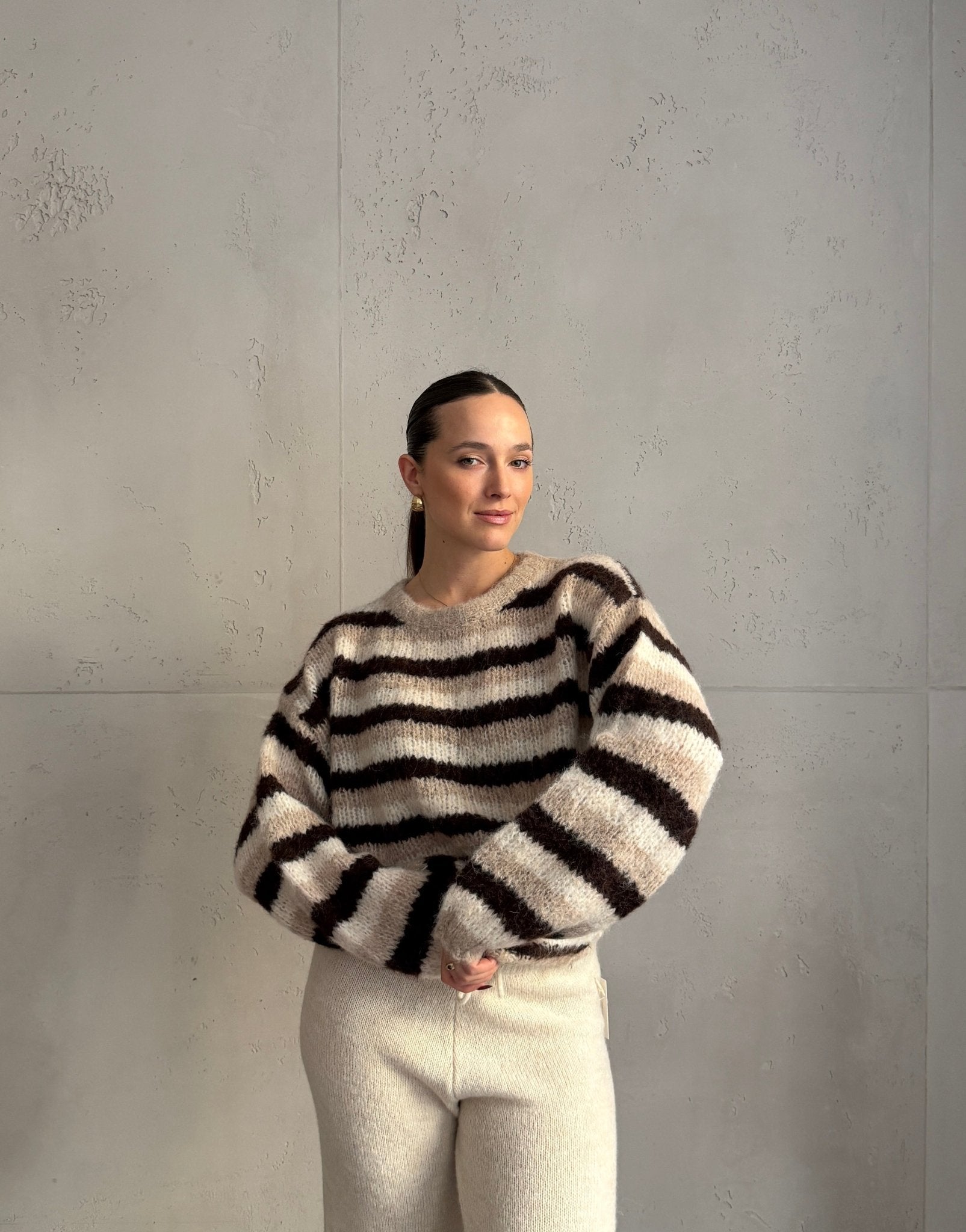 Gestreifter Oversize Pullover mit Bund - Switch - Fashion