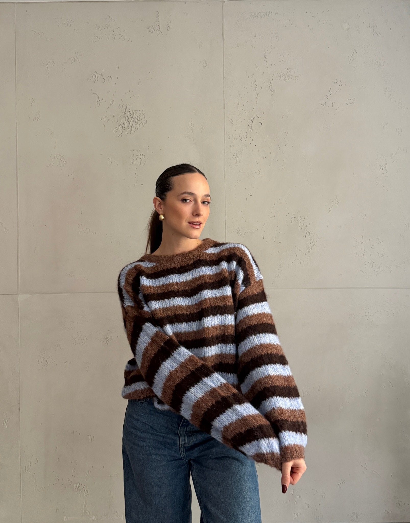 Gestreifter Oversize Pullover mit Bund - Switch - Fashion
