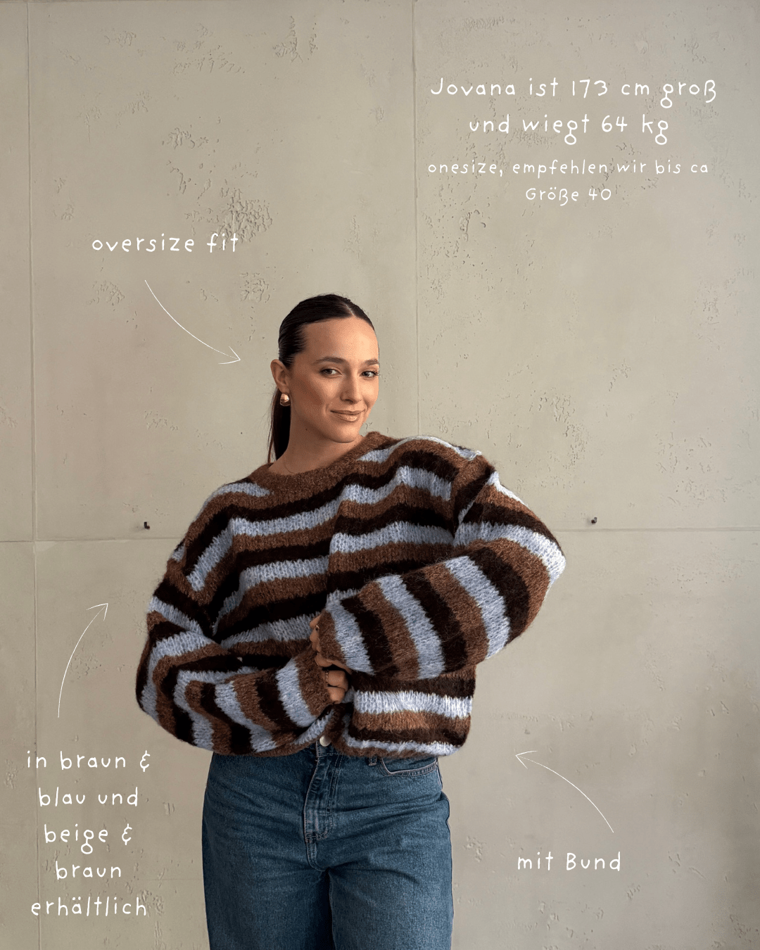 Gestreifter Oversize Pullover mit Bund - Switch - Fashion