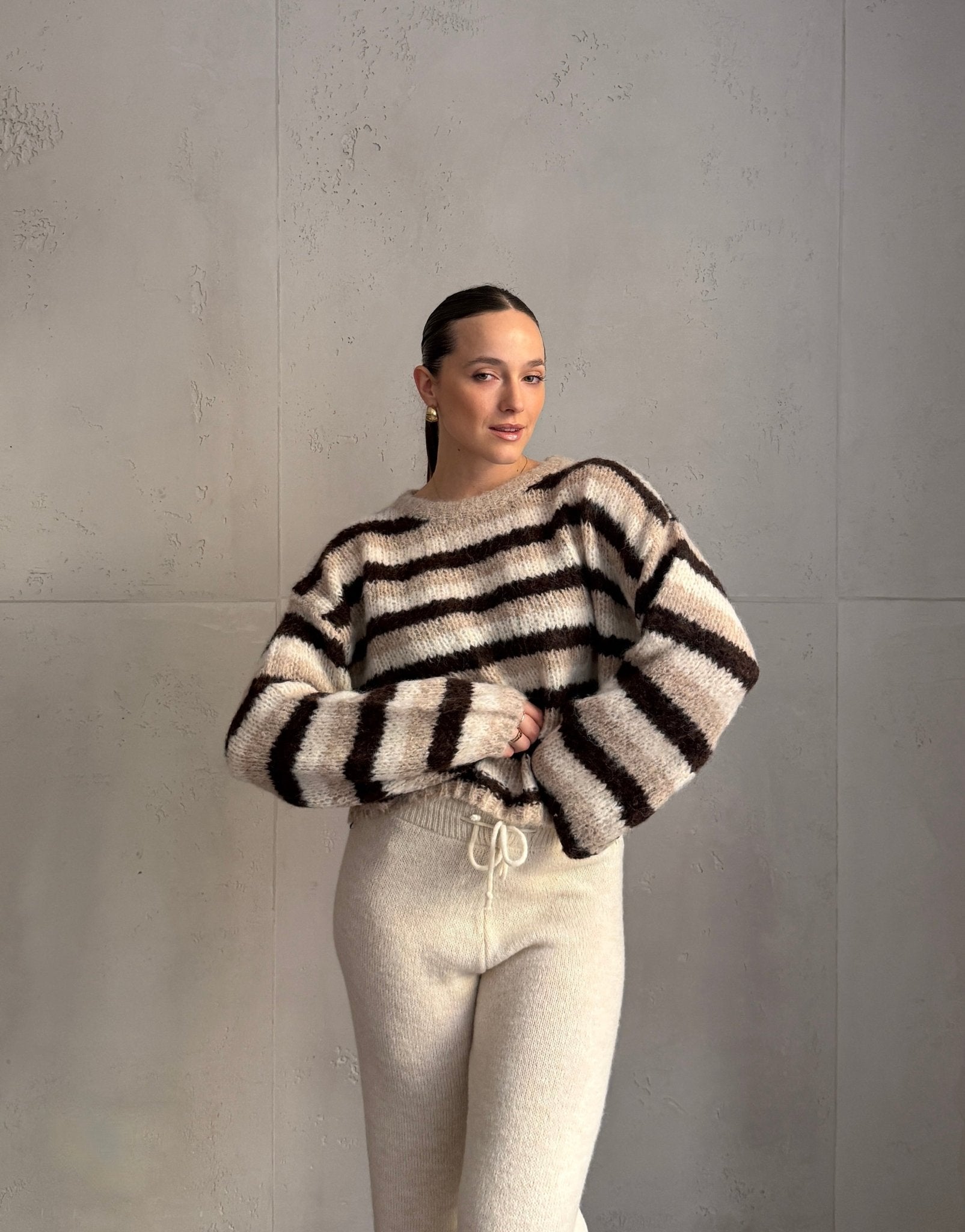 Gestreifter Oversize Pullover mit Bund - Switch - Fashion