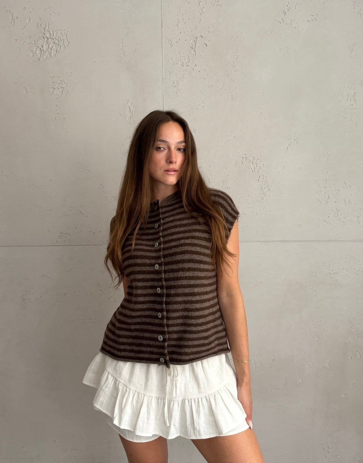 Gestreifter Pullunder mit Knopfleiste - Switch-Fashion